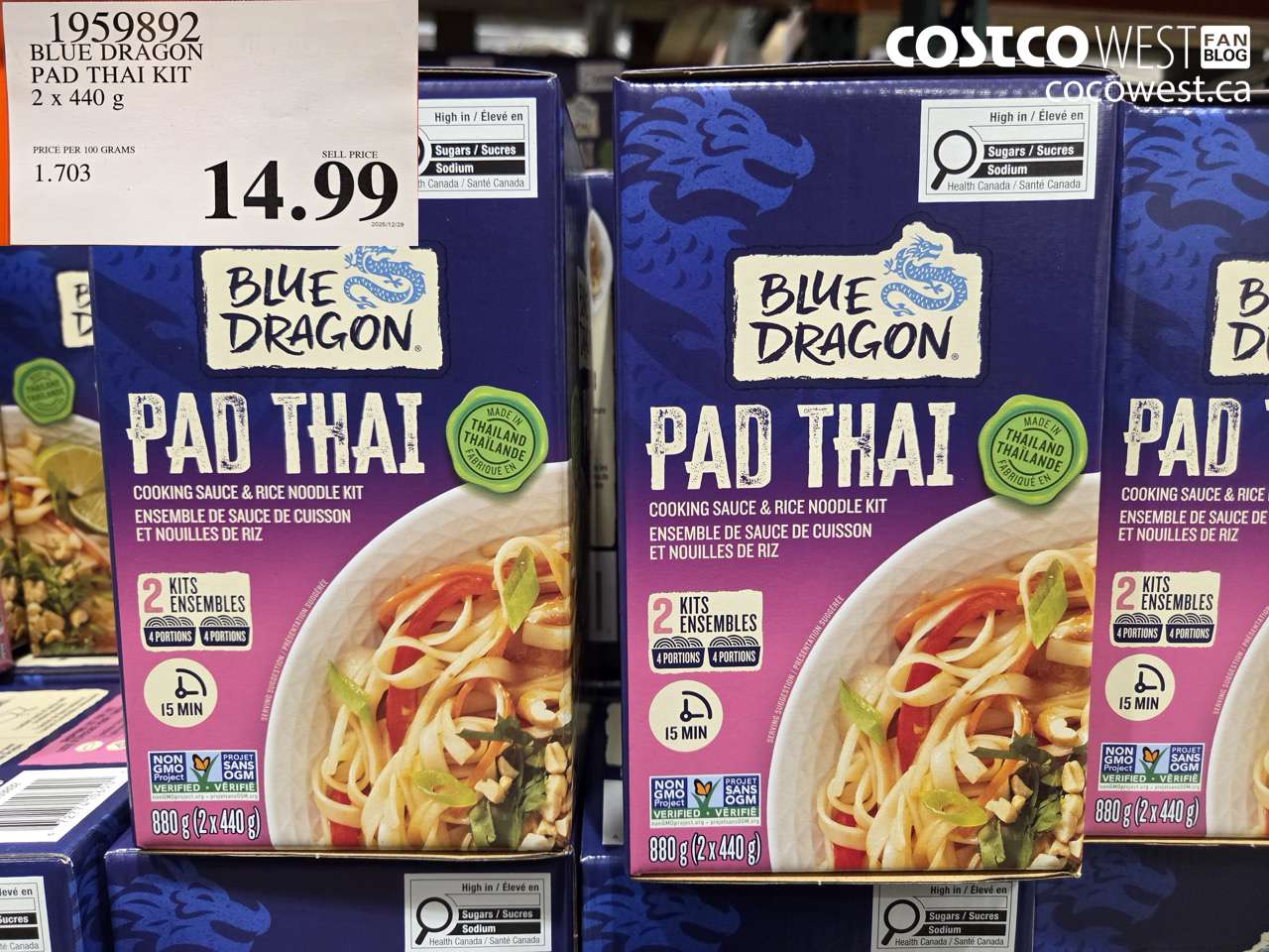 1959892 BLUE DRAGON PAD THAI KIT 2 X 440G $14.99