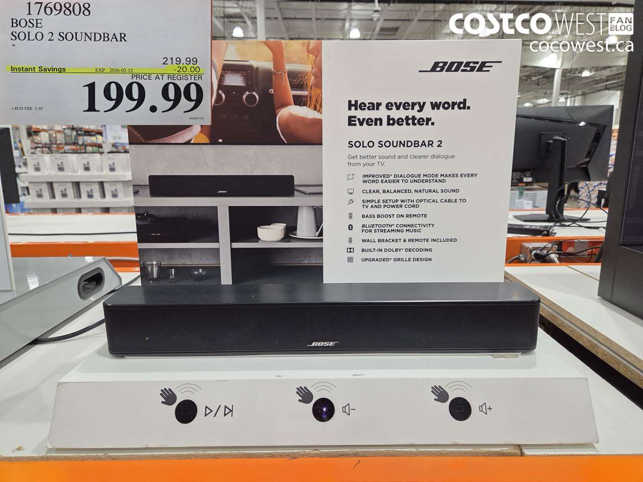 1769808 BOSE SOLO 2 SOUNDBAR ($20.00 INSTANT SAVINGS EXPIRES ON 2026-02-12) $199.99