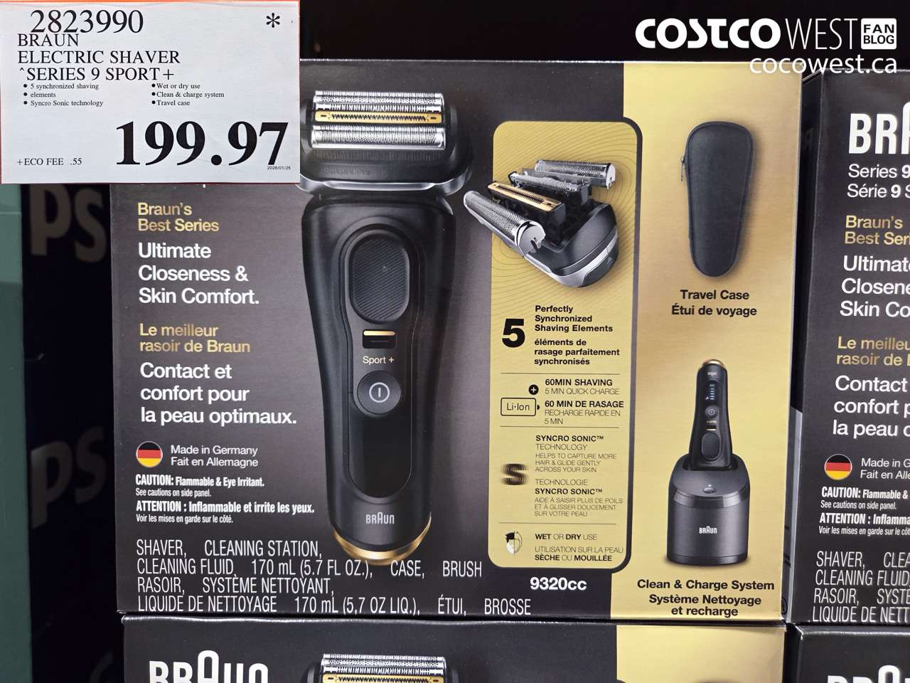 2823990 BRAUN ELECTRIC SHAVER SERIES 9 SPORT+ $199.97