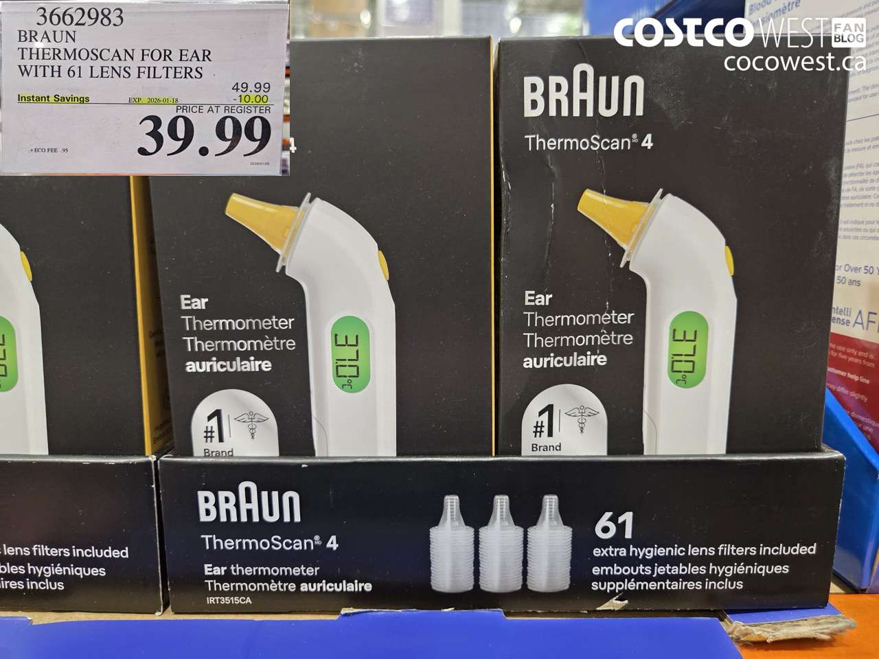 3662983 BRAUN THERMOSCAN4 EAR T12108P540 THERMOMETER ($10.00 INSTANT SAVINGS EXPIRES ON 2026-01-18) $39.99