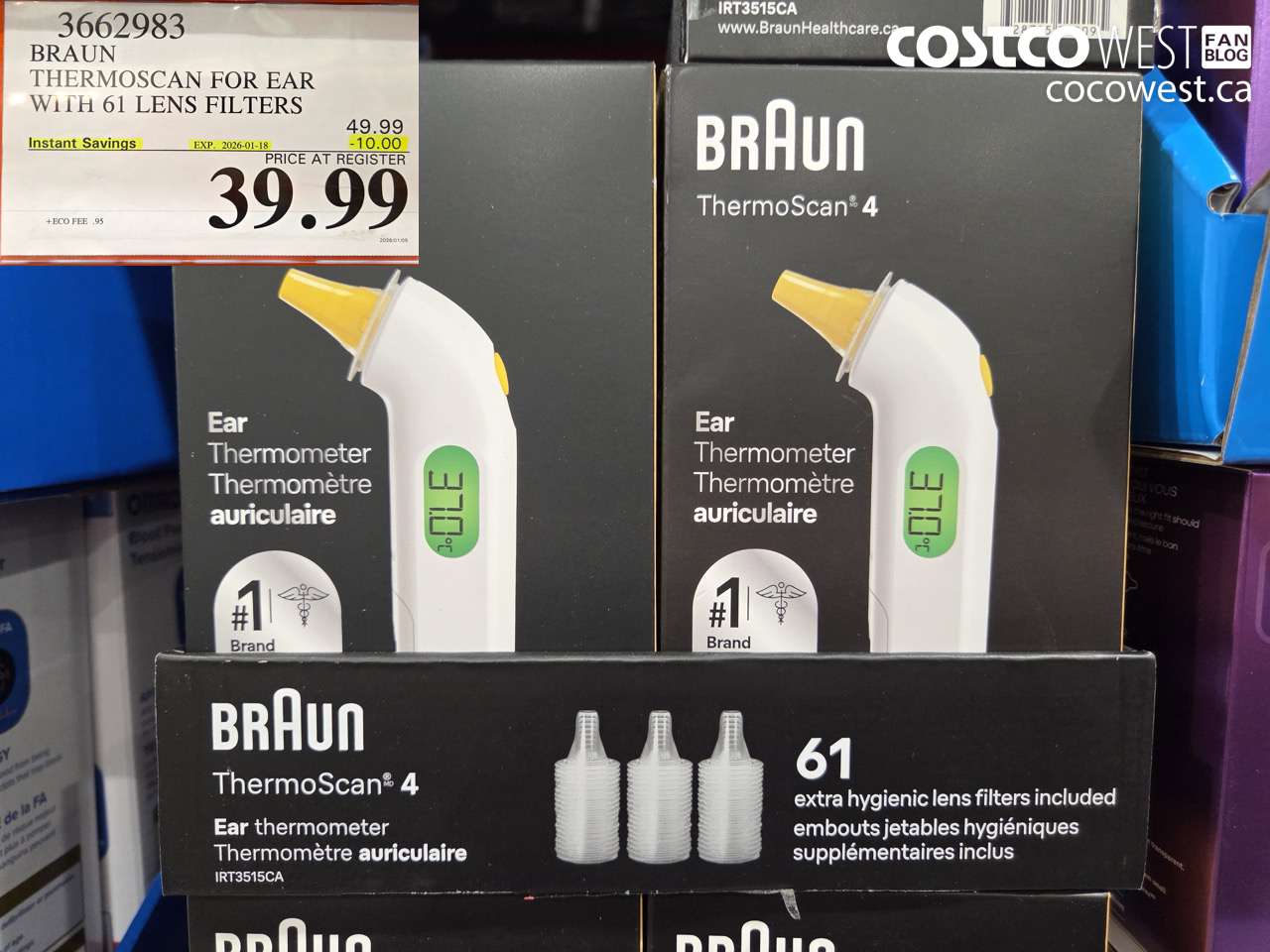 3662983 BRAUN THERMOSCAN4 EAR T12108P540 THERMOMETER ($10.00 INSTANT SAVINGS EXPIRES ON 2026-01-18) $39.99