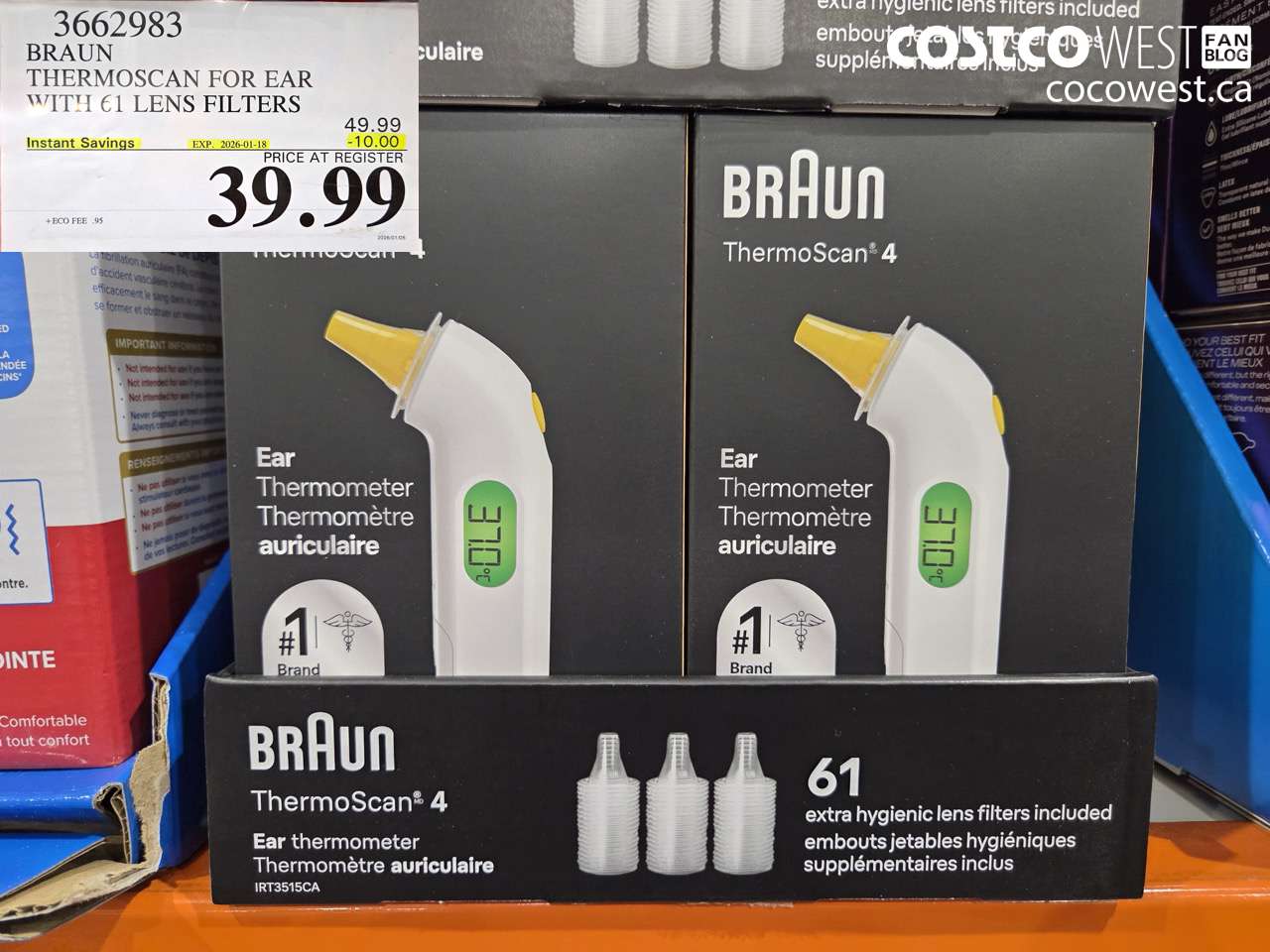 3662983 BRAUN THERMOSCAN4 EAR T12108P540 THERMOMETER ($10.00 INSTANT SAVINGS EXPIRES ON 2026-01-18) $39.99
