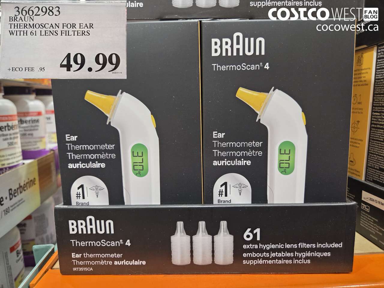 3662983 BRAUN THERMOSCAN4 EAR T12108P540 THERMOMETER $49.99
