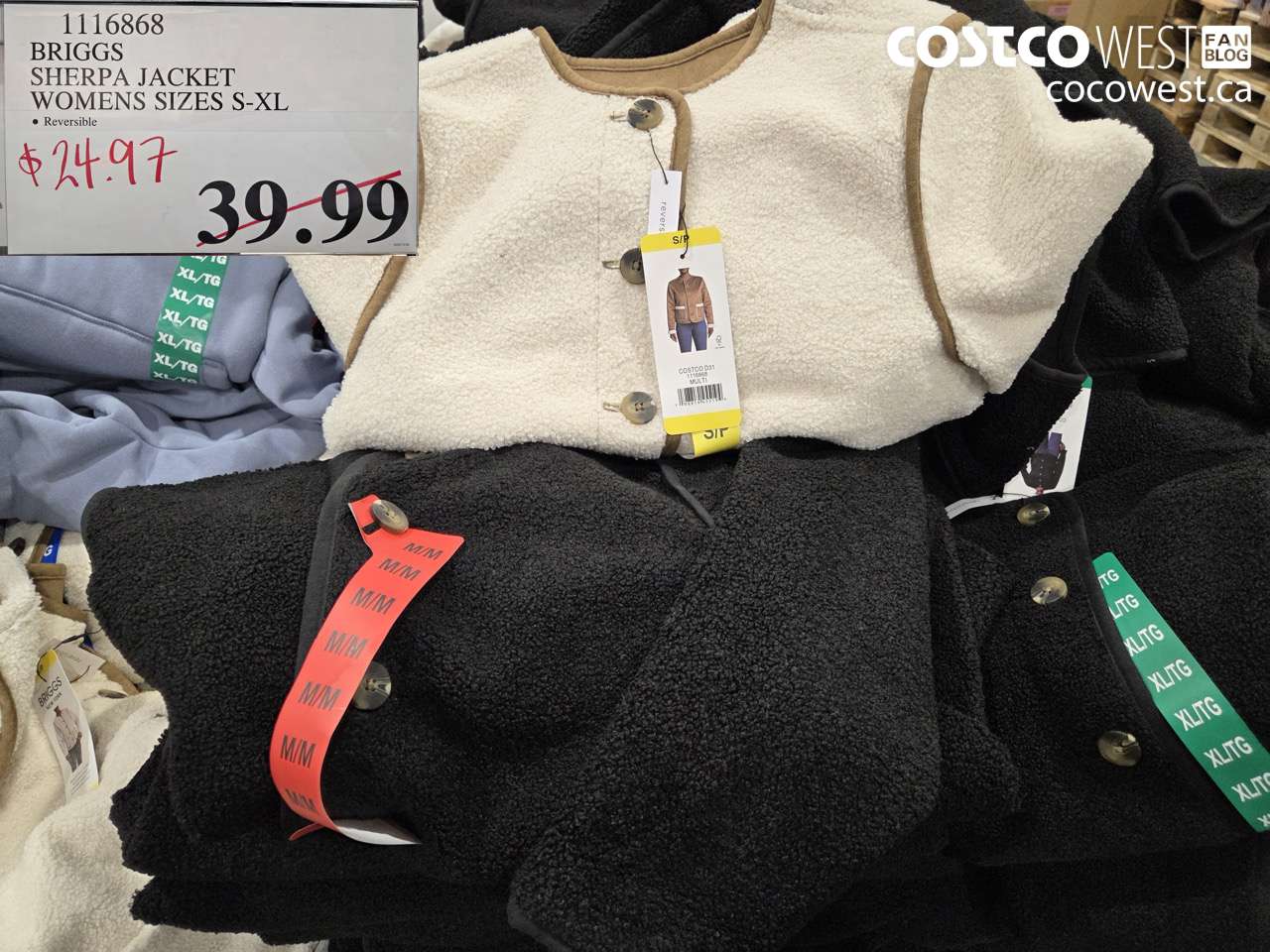 1116868 BRIGGS SHERPA JACKET WOMENS SIZES S-XL $24.97