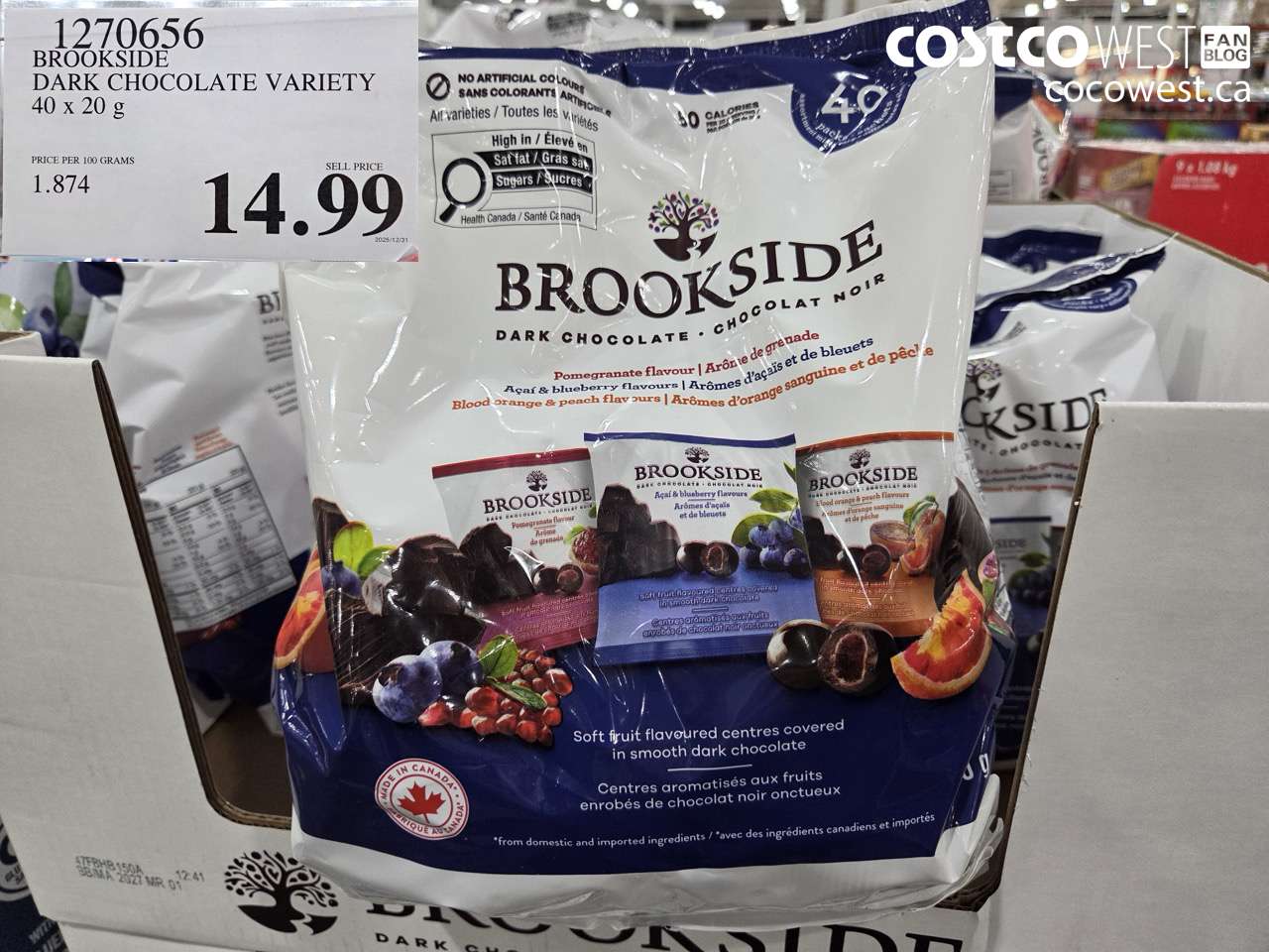 1270656 BROOKSIDE DARK CHOCOLATE VARIETY 40 x 20 g $14.99