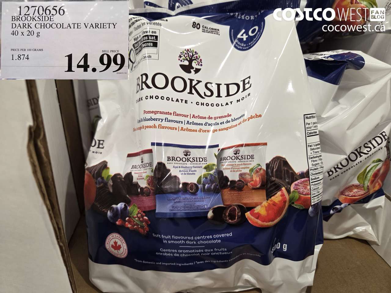 1270656 BROOKSIDE SUPERFRUIT VARIETY 40 x 20 g $14.99