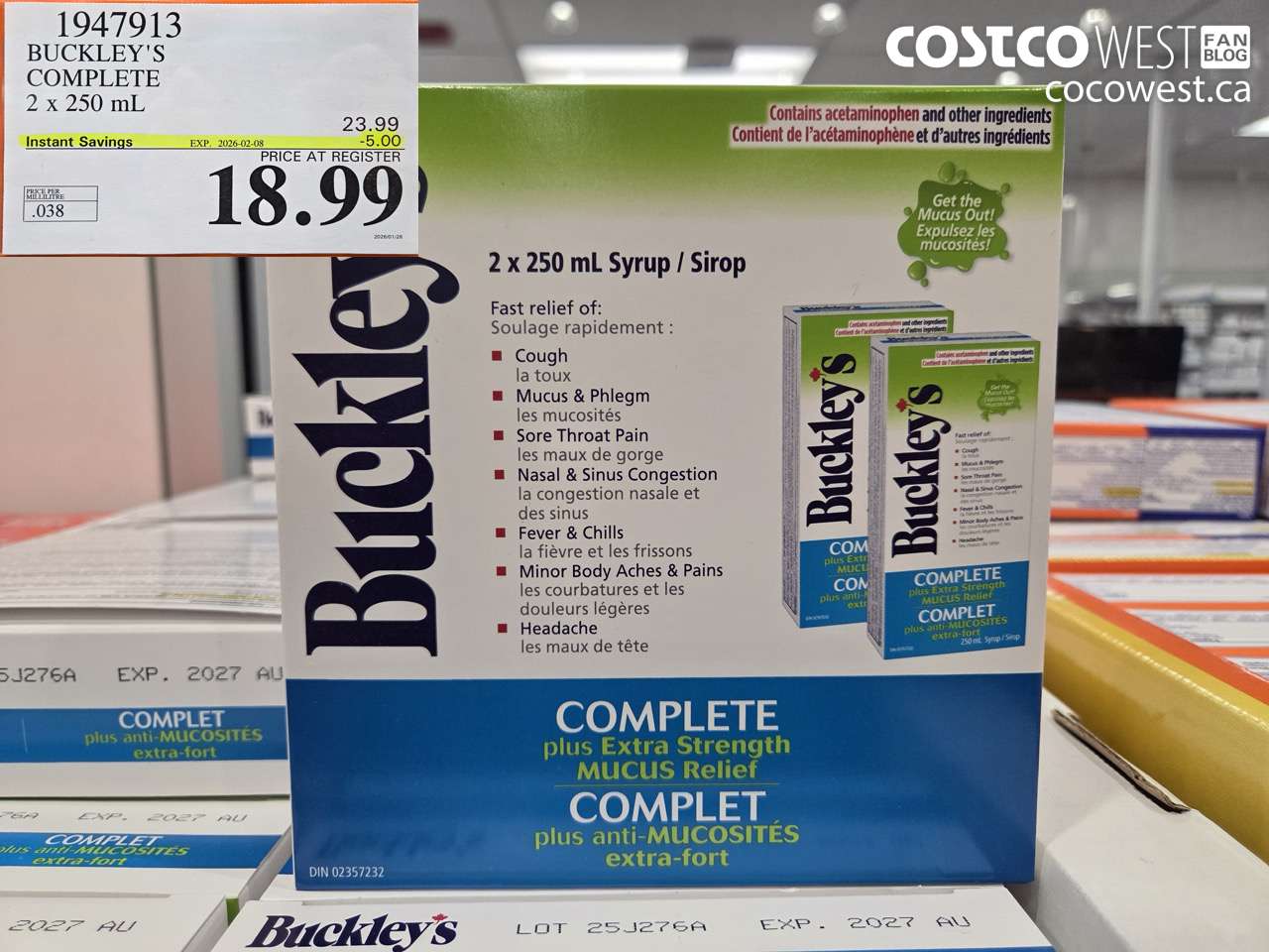 1947913 BUCKLEY'S COMPLETE 2 X 250ML ($5.00 INSTANT SAVINGS EXPIRES ON 2026-02-08) $18.99