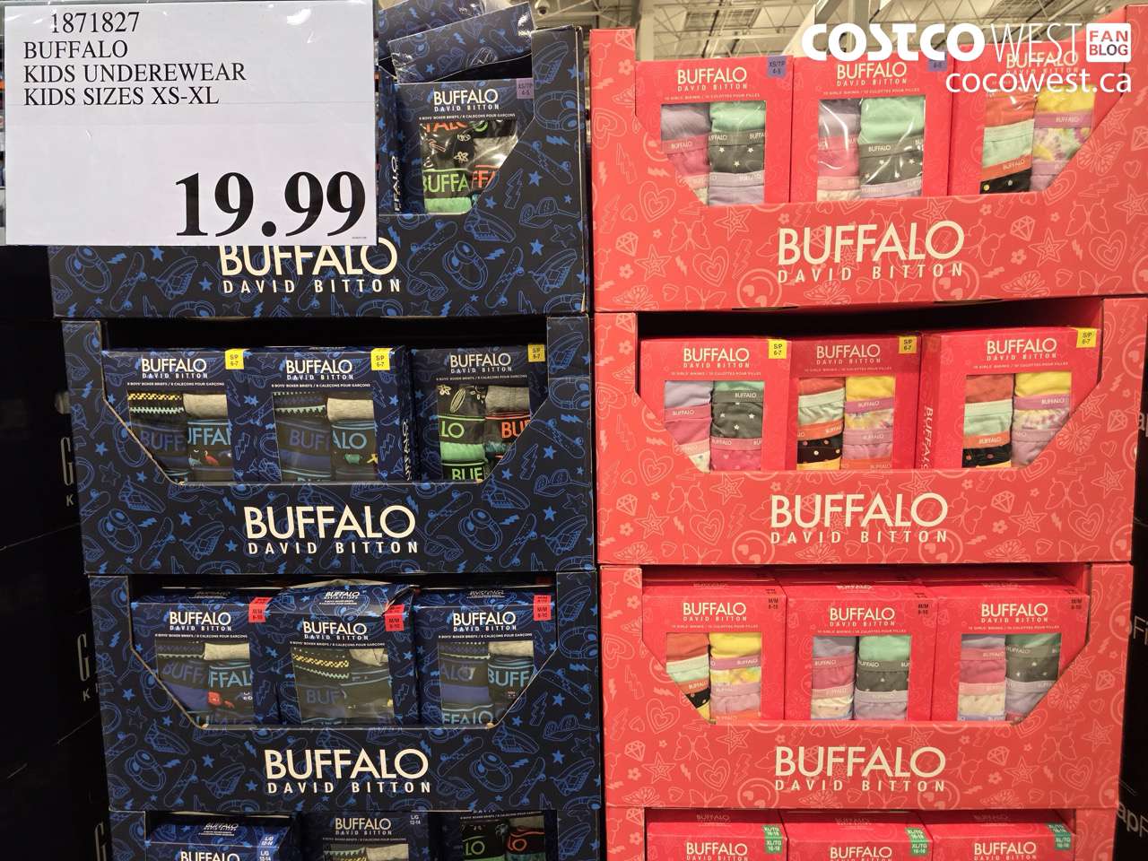 1871827 BUFFALO YOUTH UNDERWEAR KIDS SIZES XS-XL $19.99