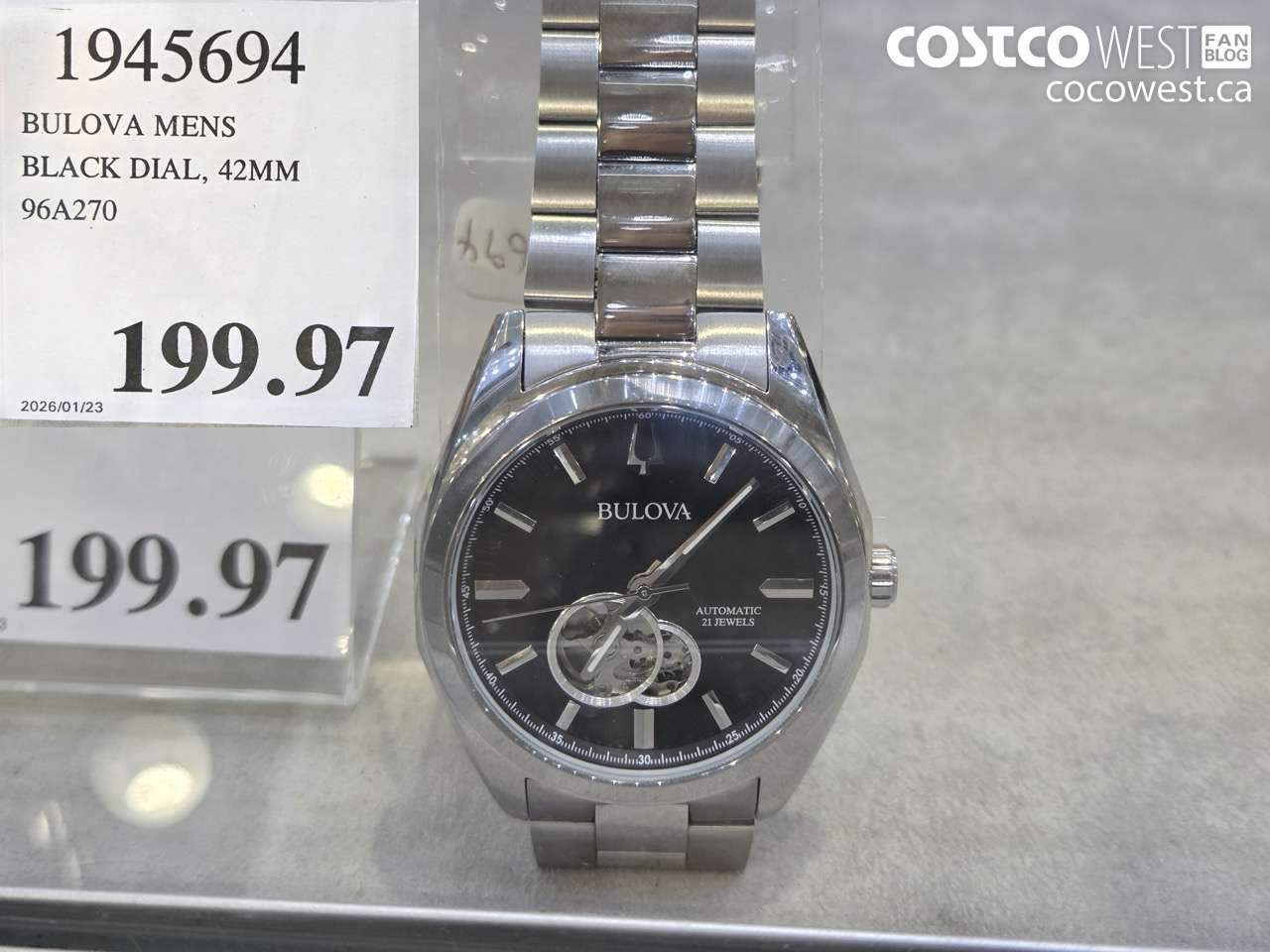 1945694 BULOVA MENS BLACK DIAL 42MM 96A270 $199.97