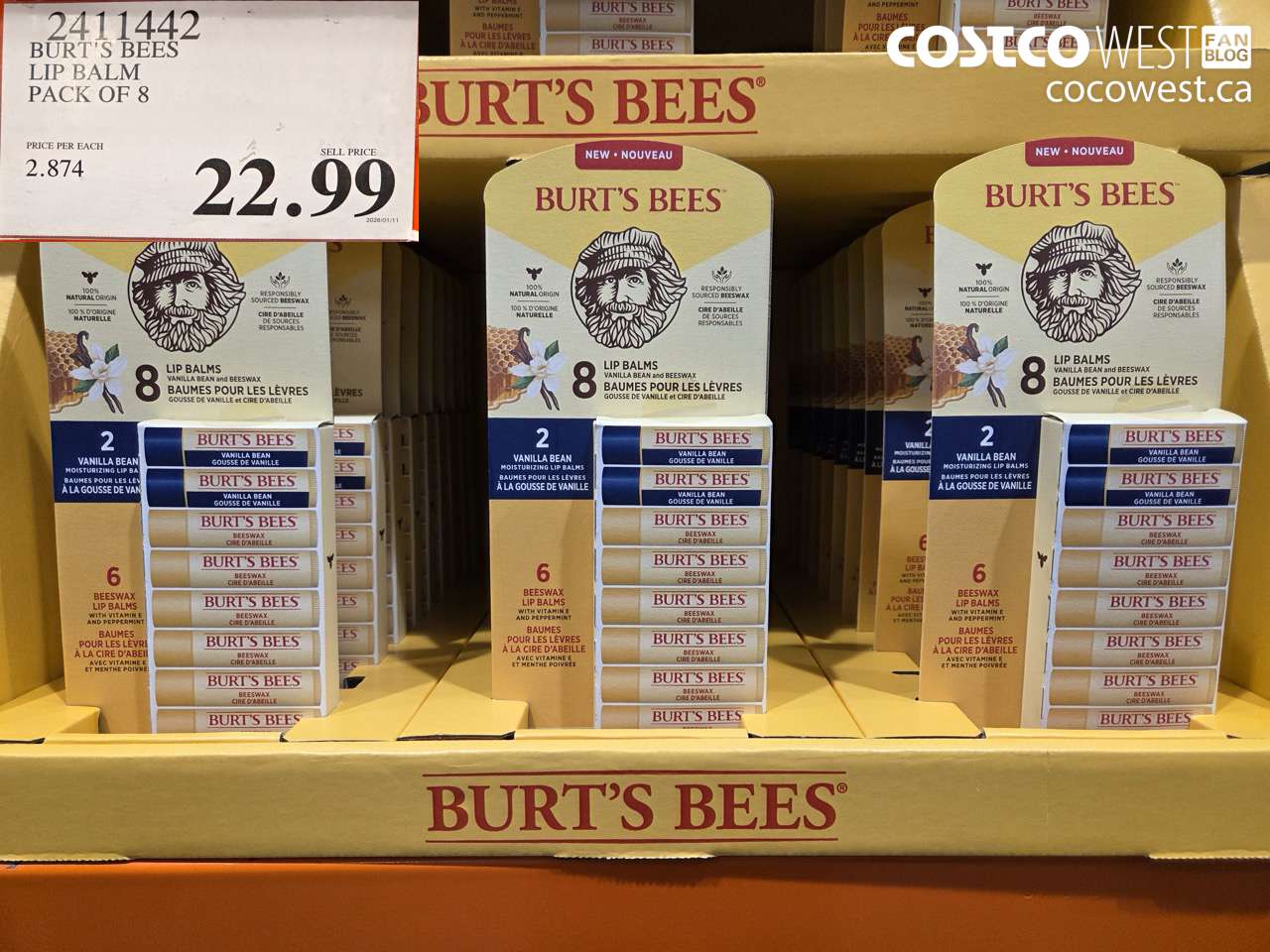 2411442 BURT'S BEES LIP BALM PACK OF 8 $22.99