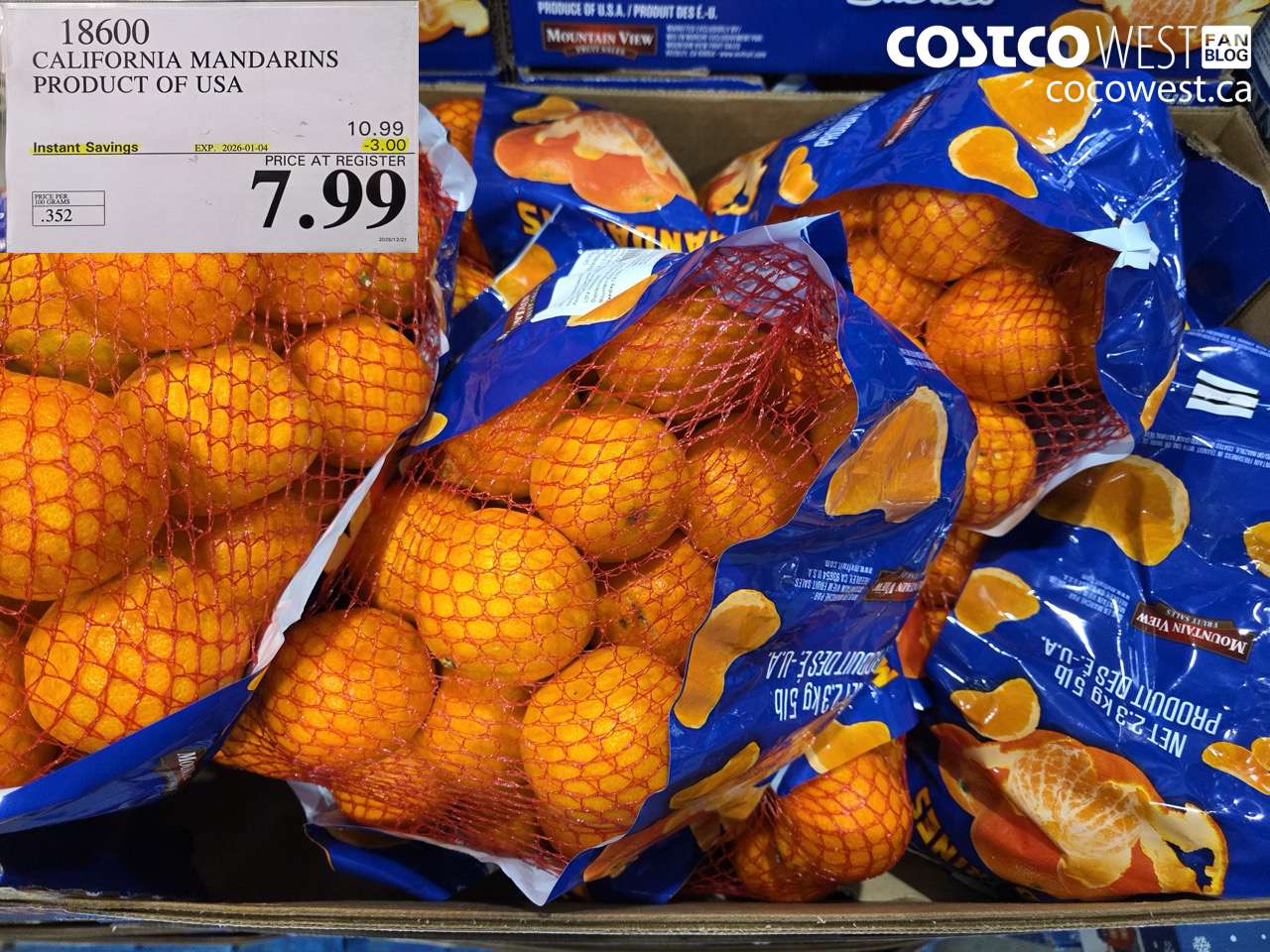 18600 CALIFORNIA MANDARINS PRODUCT OF USA ($3.00 INSTANT SAVINGS EXPIRES ON 2026-01-04) $7.99