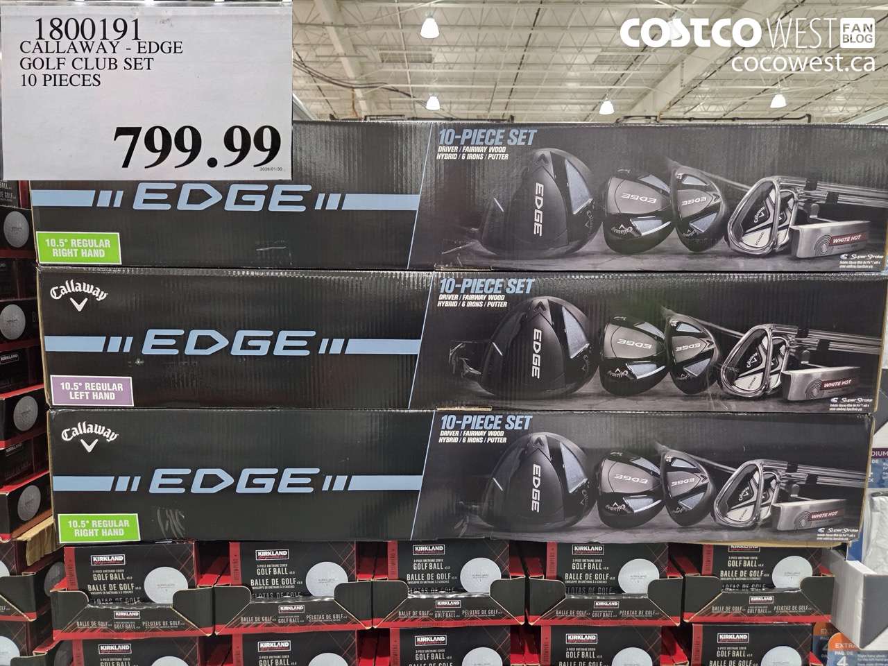 1800191 CALLAWAY EDGE GOLF CLUB SET 10 PIECES $799.99