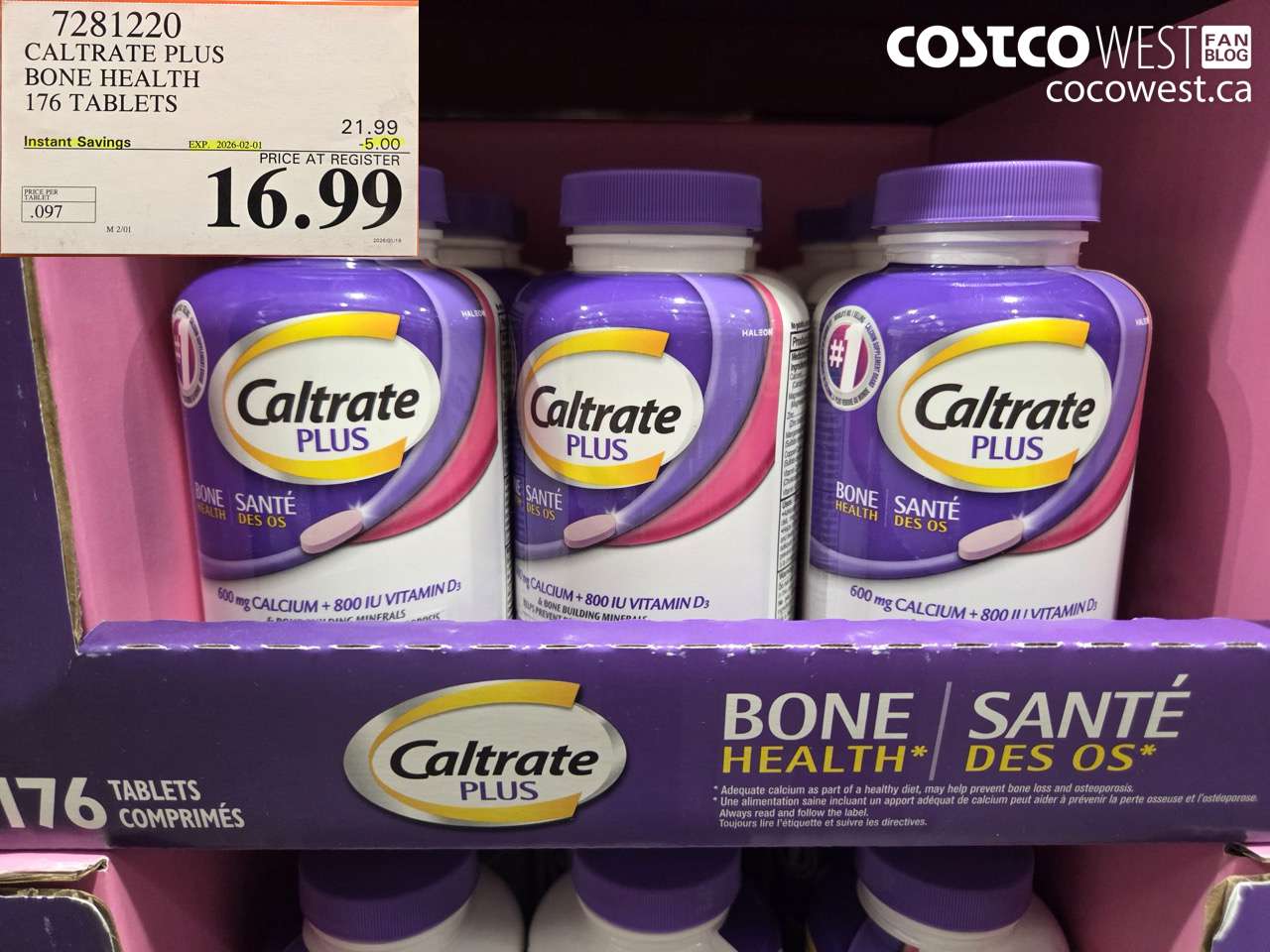 7281220 CALTRATE PLUS CALCIUM SUPPLEMENT 176 TABLETS ($5.00 INSTANT SAVINGS EXPIRES ON 2026-02-01) $16.99