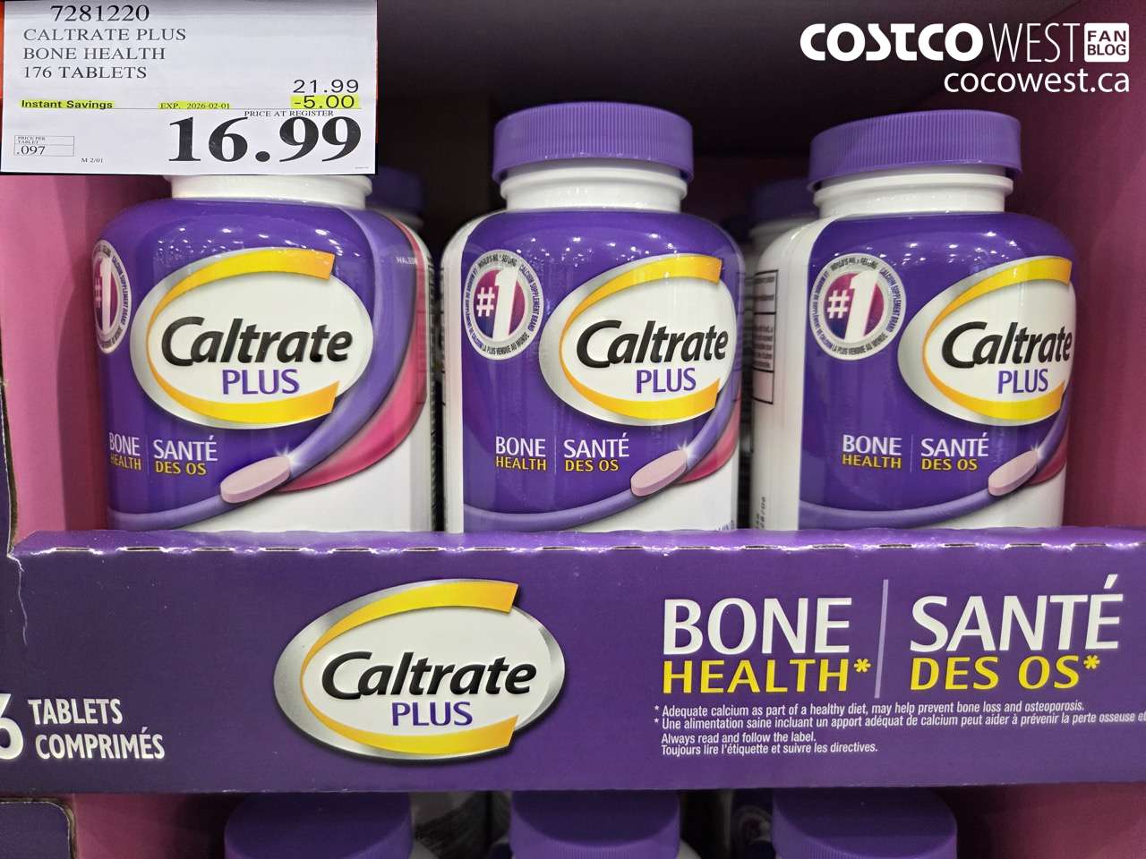 7281220 CALTRATE PLUS CALCIUM SUPPLEMENT 176 TABLETS ($5.00 INSTANT SAVINGS EXPIRES ON 2026-02-01) $16.99