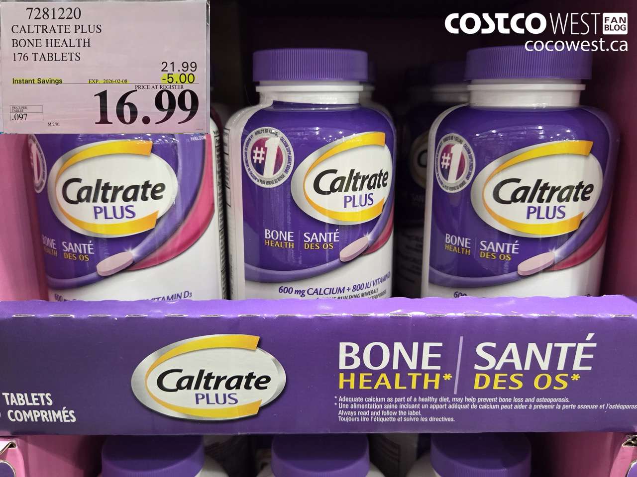 7281220 CALTRATE PLUS CALCIUM SUPPLEMENT 176 TABLETS ($5.00 INSTANT SAVINGS EXPIRES ON 2026-02-08) $16.99