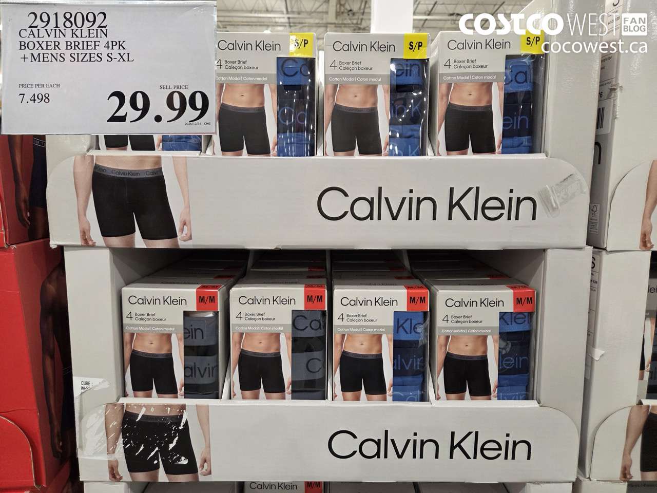 2918092 CALVIN KLEIN BOXER BRIEF 4PK MENS SIZES S-XL $29.99