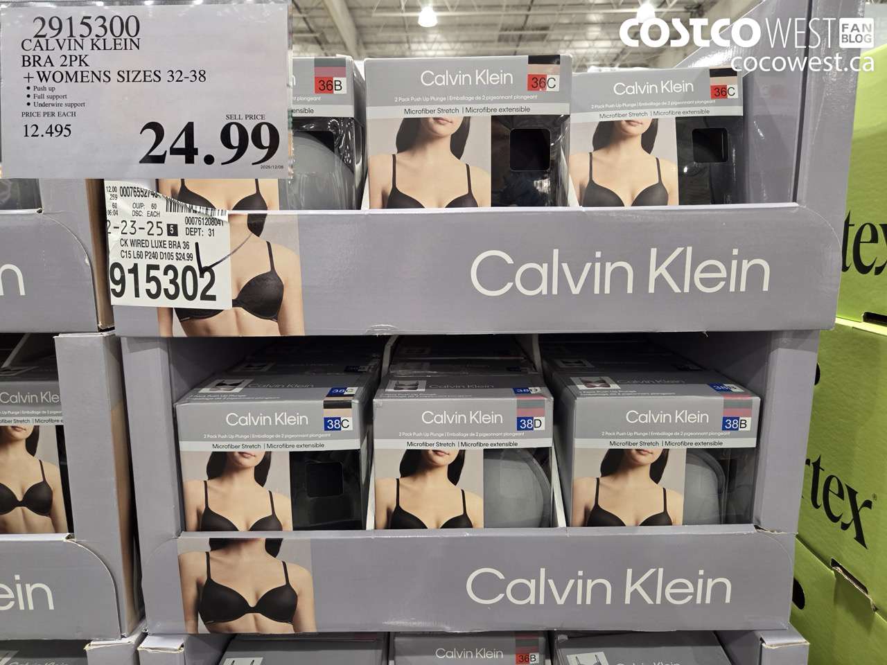 2915300 CALVIN KLEIN BRA 2PK ENS SIZES 32-38 $24.99