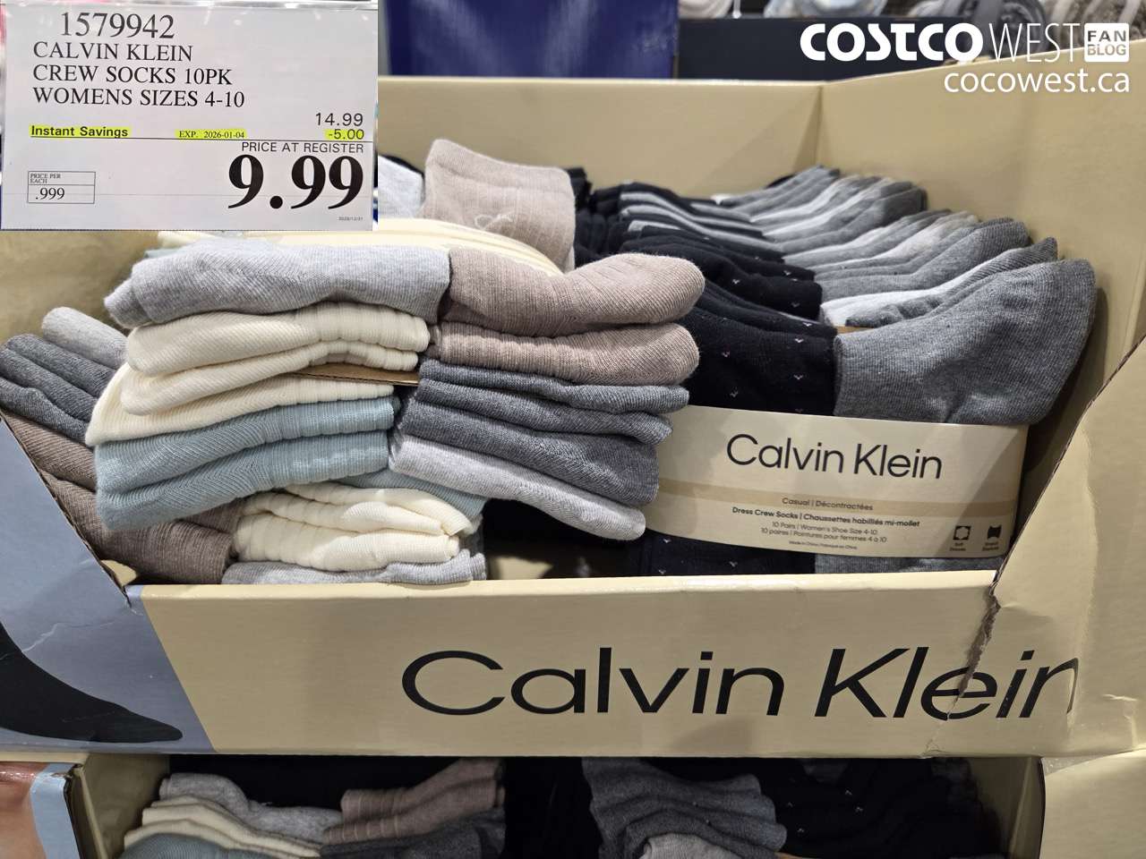 1579942 CALVIN KLEIN CREW SOCKS 10PK WOMENS SIZES 4-10 ($5.00 INSTANT SAVINGS EXPIRES ON 2026-01-04) $9.99