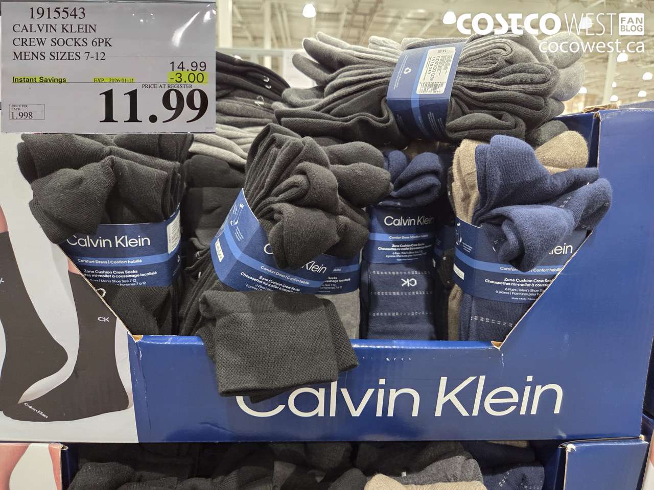 1915543 CALVIN KLEIN CREW SOCKS 6PK MENS SIZES 7-12 ($3.00 INSTANT SAVINGS EXPIRES ON 2026-01-11) $11.99