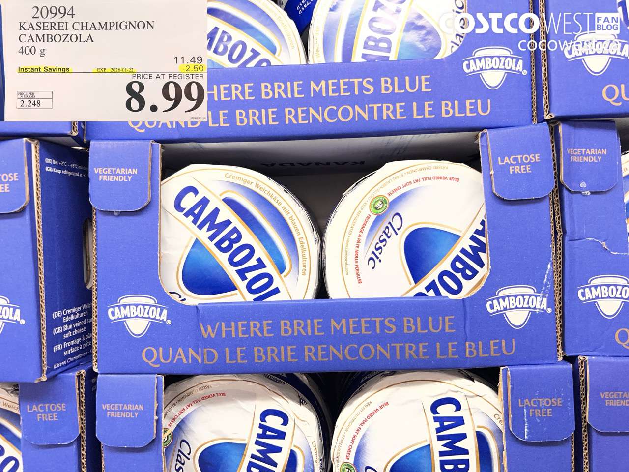 20994 CAMBOZOLA CLASSIC 400 g ($2.50 INSTANT SAVINGS EXPIRES ON 2026-01-22) $8.99
