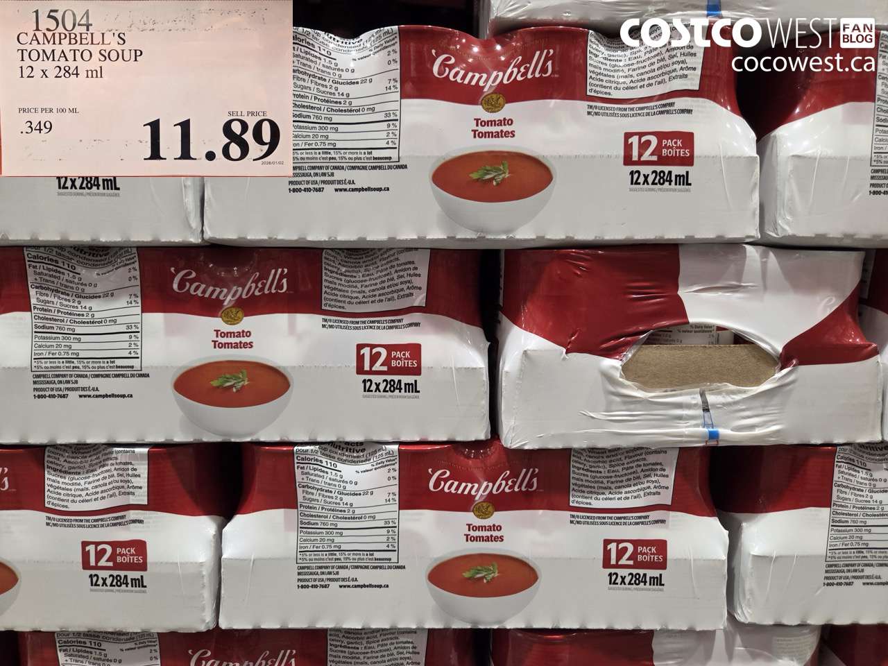 1504 CAMPBELL'S TOMATO SOUP 12 x 284 mL $11.89