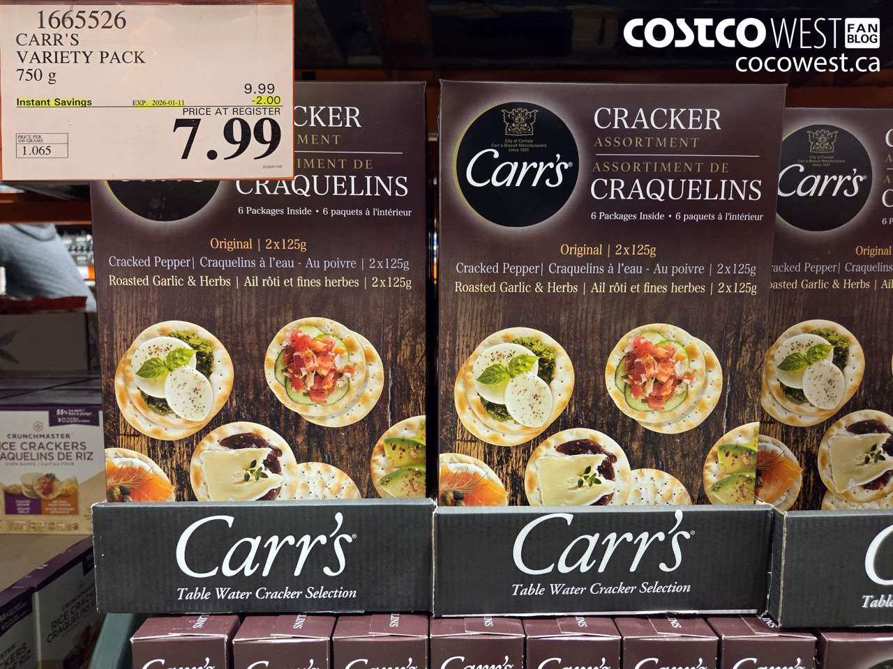 1665526 CARR'S VARIETY PACK 750 G ($2.00 INSTANT SAVINGS EXPIRES ON 2026-01-11) $7.99