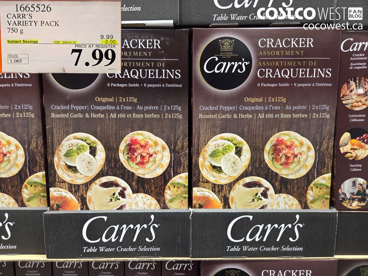 1665526 CARR'S VARIETY PACK 750 G ($2.00 INSTANT SAVINGS EXPIRES ON 2026-01-25) $7.99