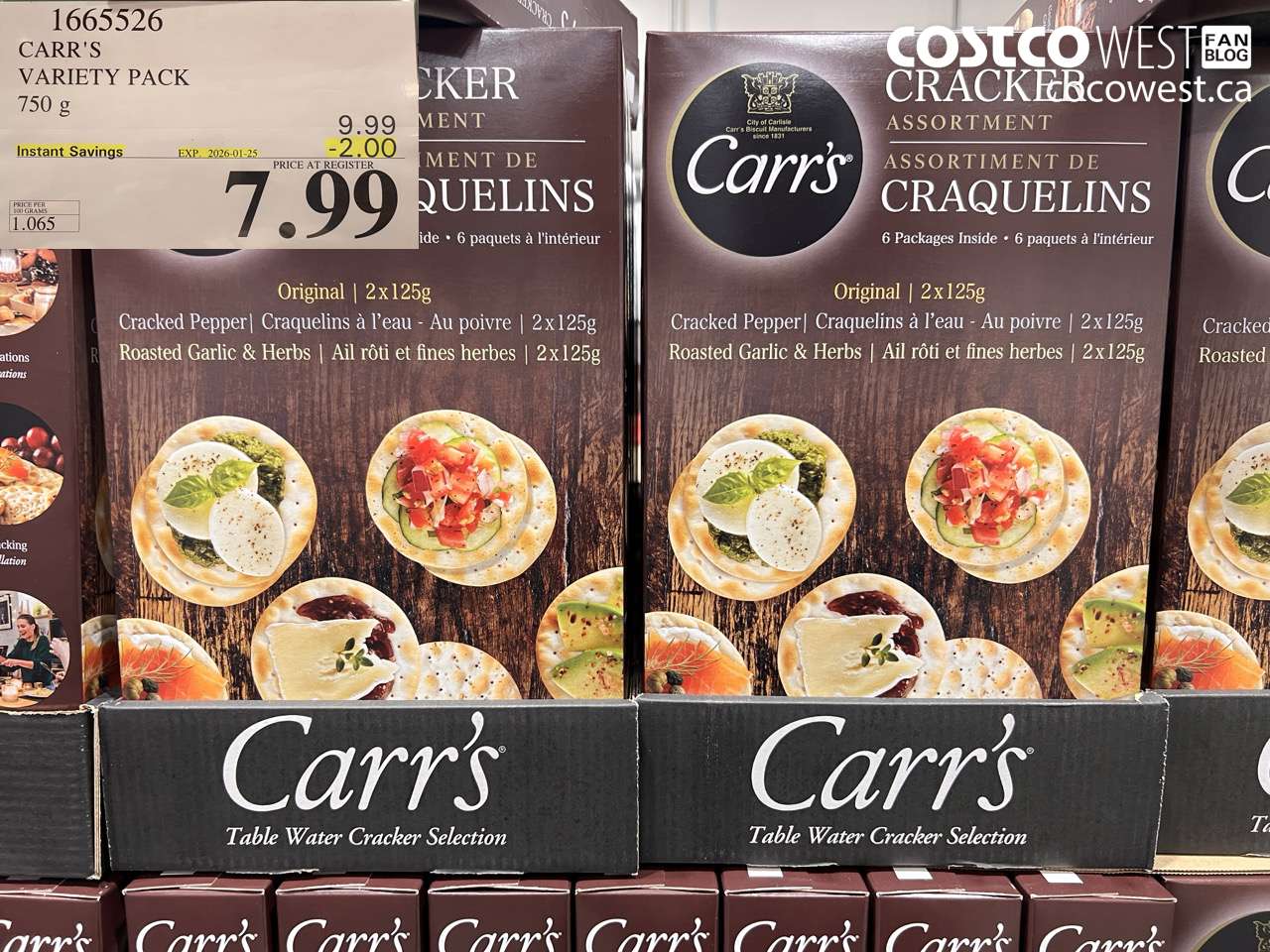 1665526 CARR'S VARIETY PACK 750 G ($2.00 INSTANT SAVINGS EXPIRES ON 2026-01-25) $7.99