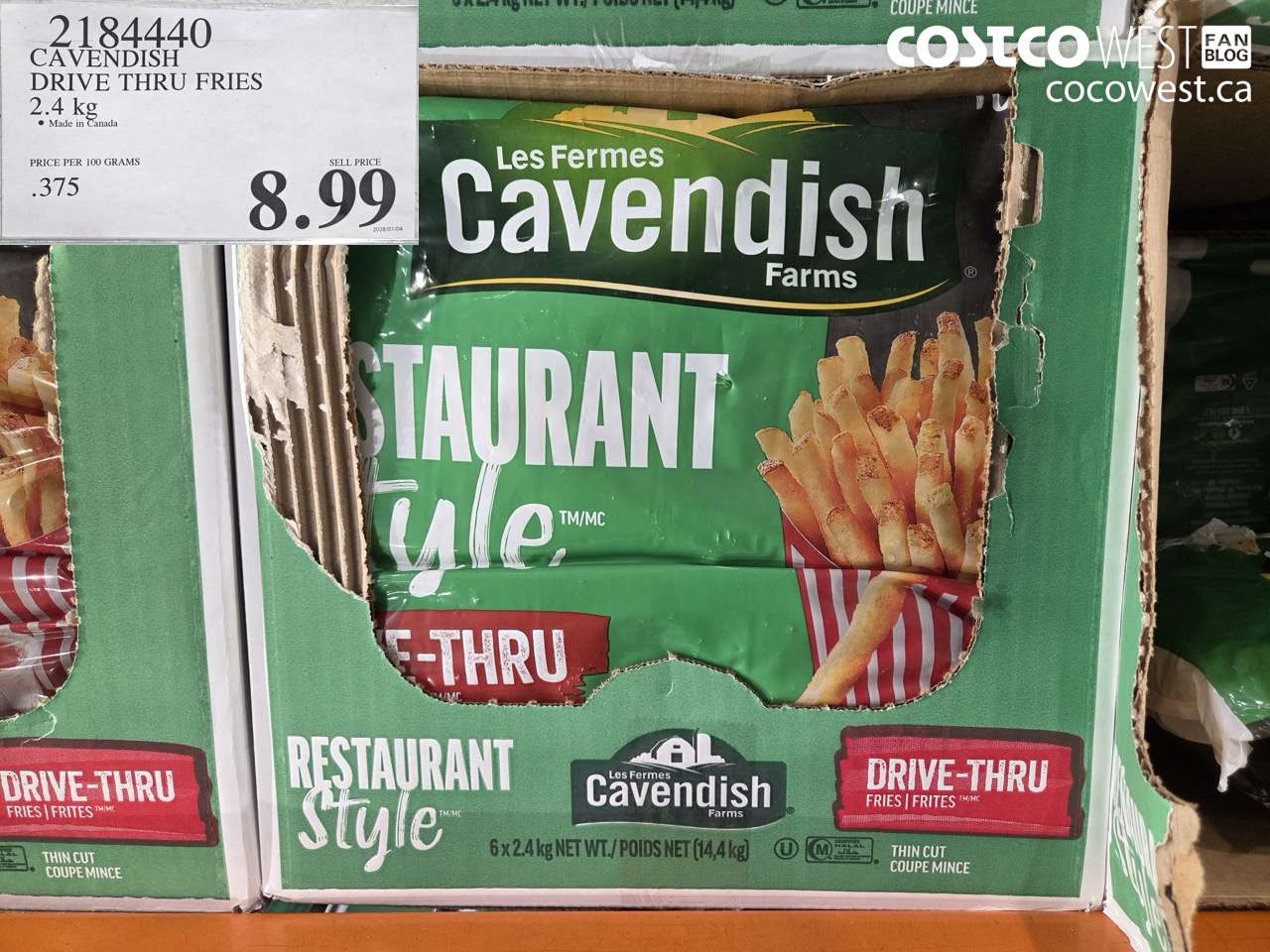 2184440 CAVENDISH DRIVE THRU FRIES 2.4KG $8.99