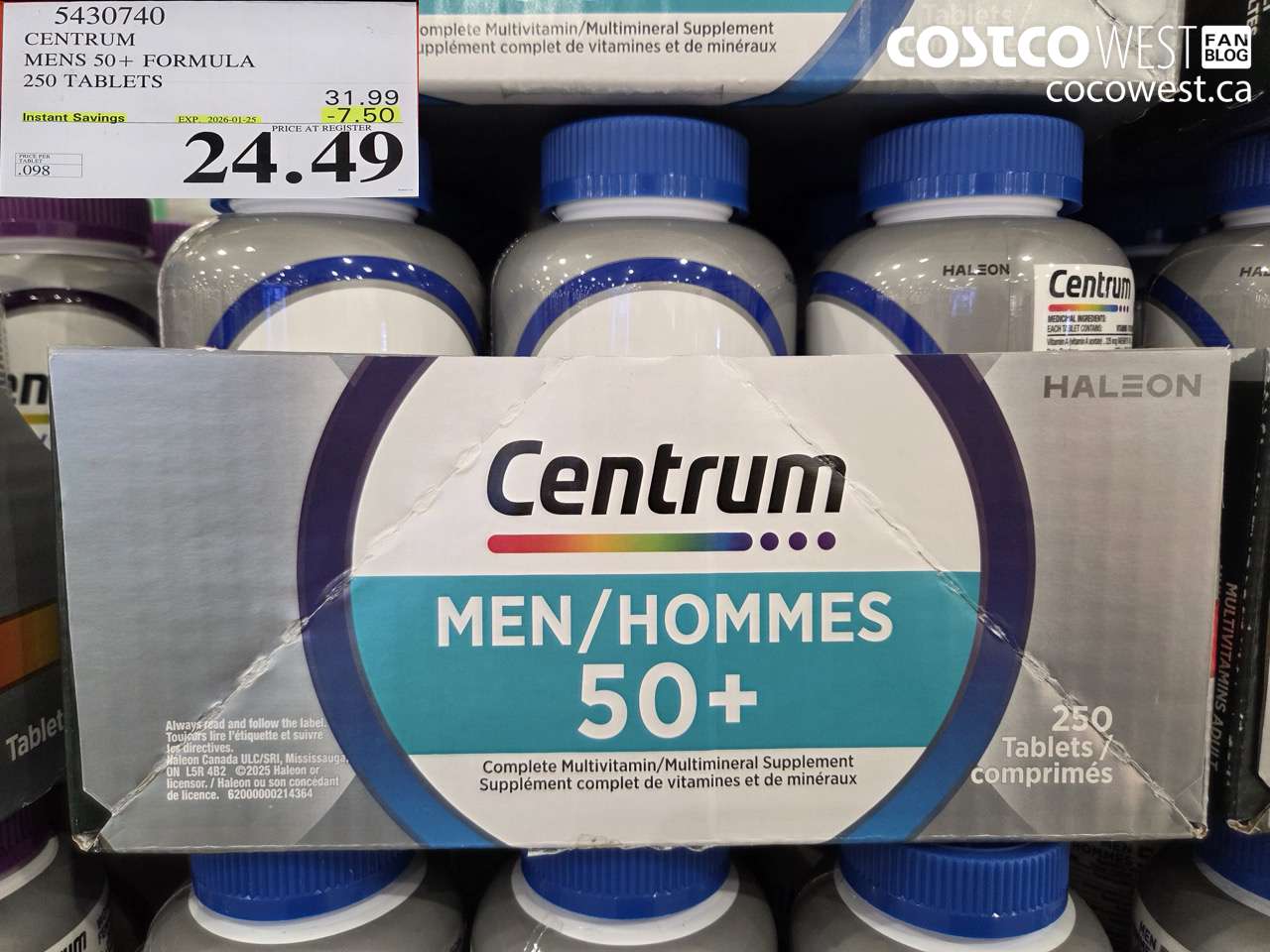 5430740 CENTRUM MENS 50+ 250 TABLETS ($7.50 INSTANT SAVINGS EXPIRES ON 2026-01-25) $24.49