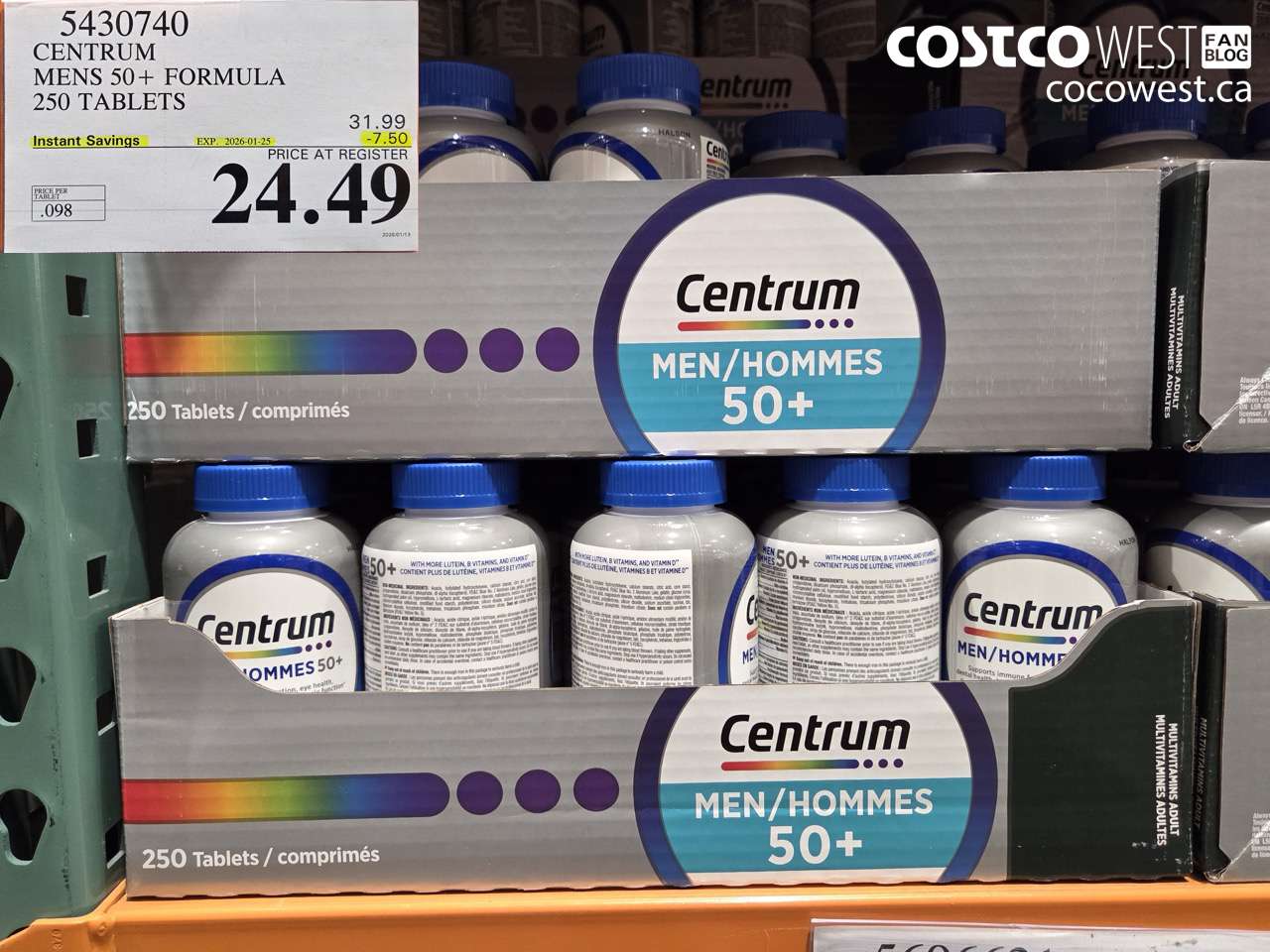 5430740 CENTRUM MENS 50+ 250 TABLETS ($7.50 INSTANT SAVINGS EXPIRES ON 2026-01-25) $24.49