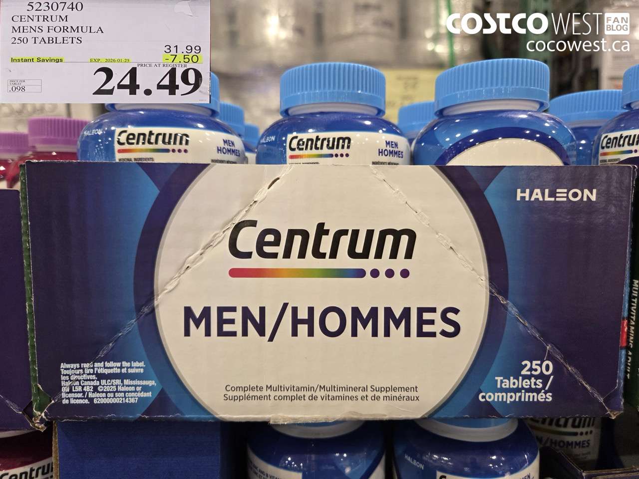 5230740 CENTRUM MEN 250 TABLETS ($7.50 INSTANT SAVINGS EXPIRES ON 2026-01-25) $24.49