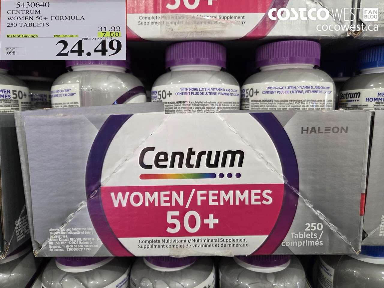 5430640 CENTRUM WOMEN 50+ 250 TABLET ($7.50 INSTANT SAVINGS EXPIRES ON 2026-01-18) $24.49