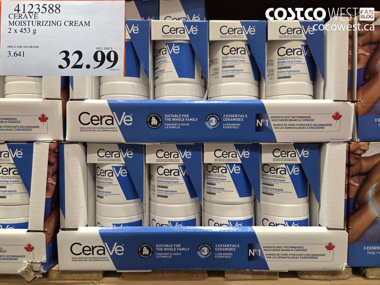 4123588 CERAVE MOISTURIZING CREAM 2 X 453G $32.99