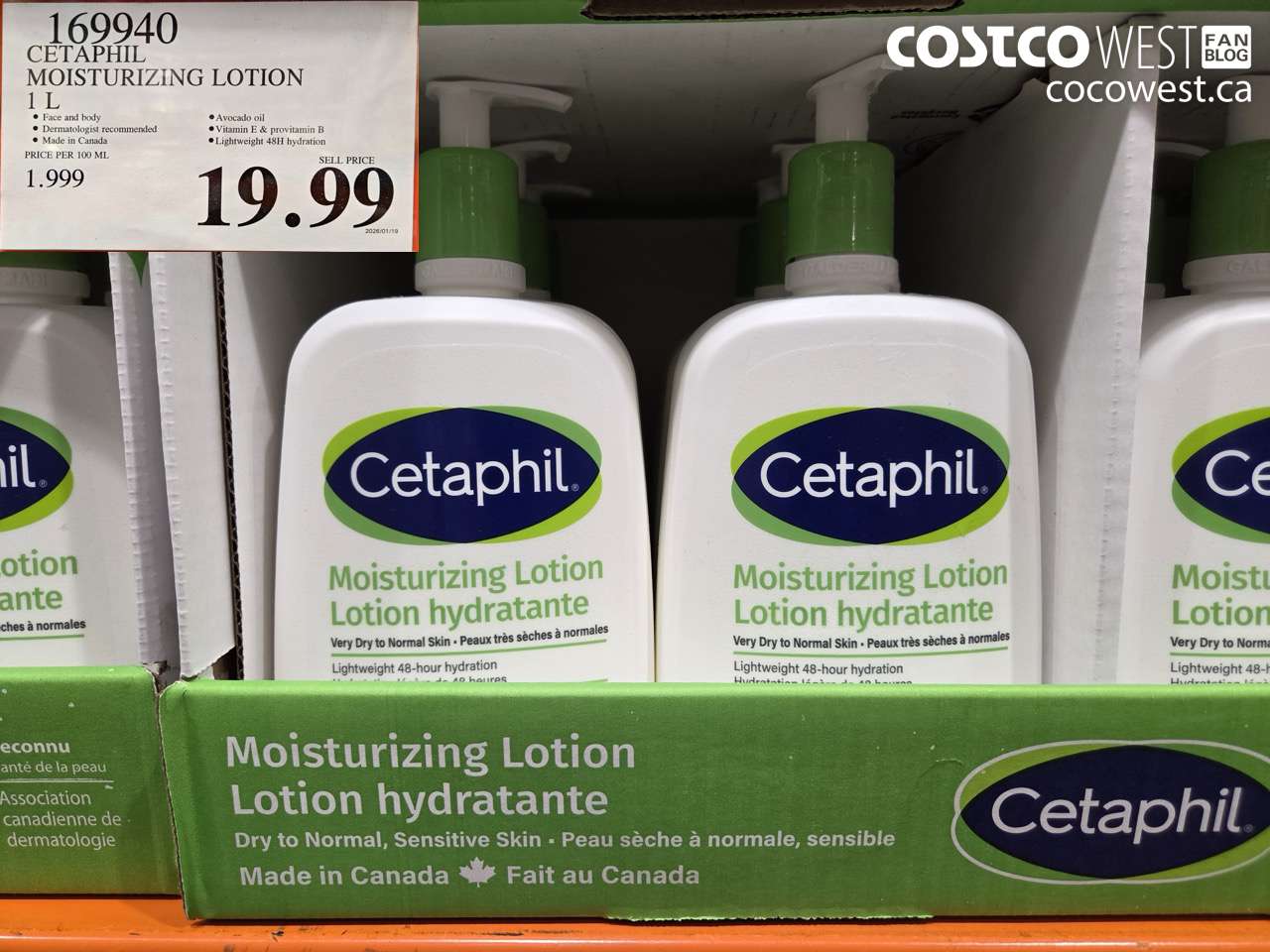 169940 CETAPHIL MOISTURIZING LOTION 1L $19.99