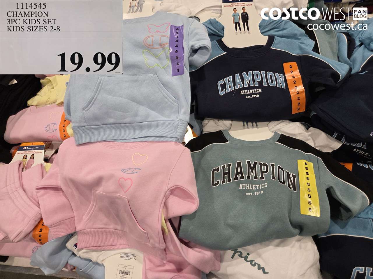 1114545 CHAMPION 3PC KIDS SET KIDS SIZES 2-8 $19.99