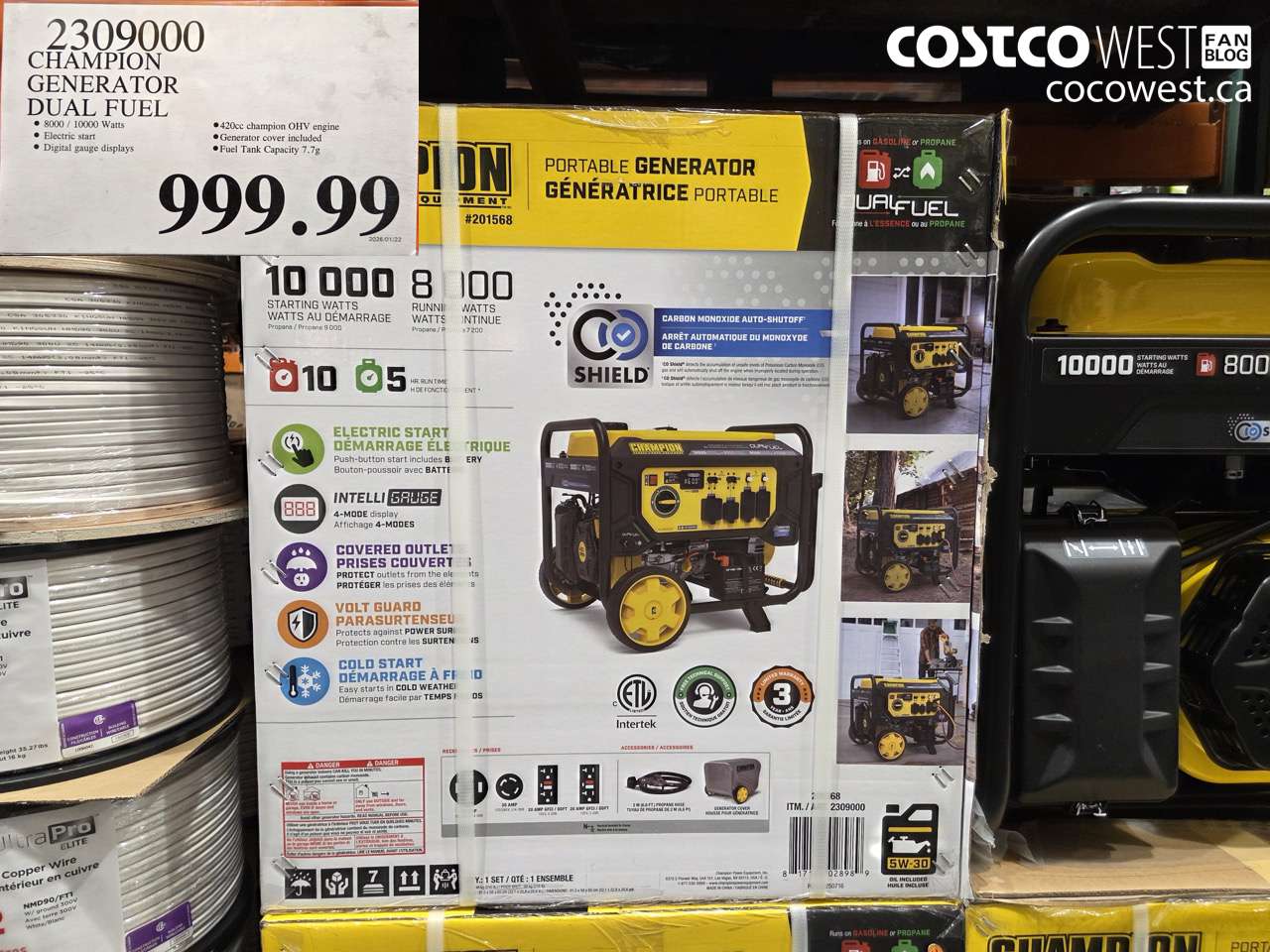 2309000 CHAMPION GENERATOR DUAL FUEL $999.99