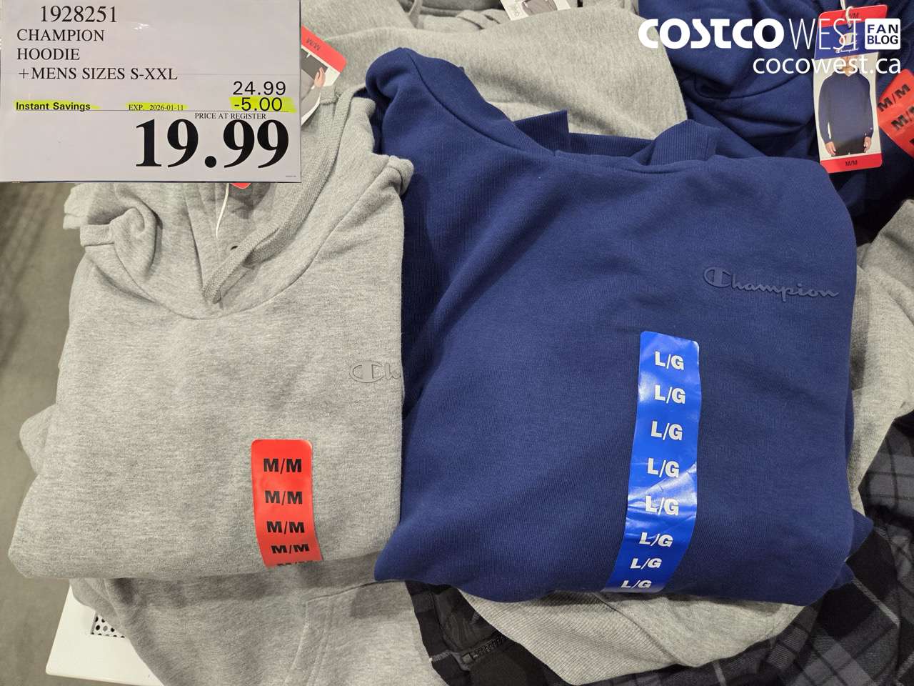 1928251 CHAMPION HOODIE MENS SIZES S-XXL ($5.00 INSTANT SAVINGS EXPIRES ON 2026-01-11) $19.99