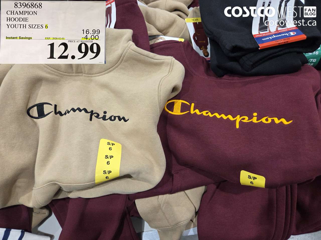 8396868 CHAMPION HOODIE YOUTH SIZES 6 ($4.00 INSTANT SAVINGS EXPIRES ON 2026-02-01) $12.99