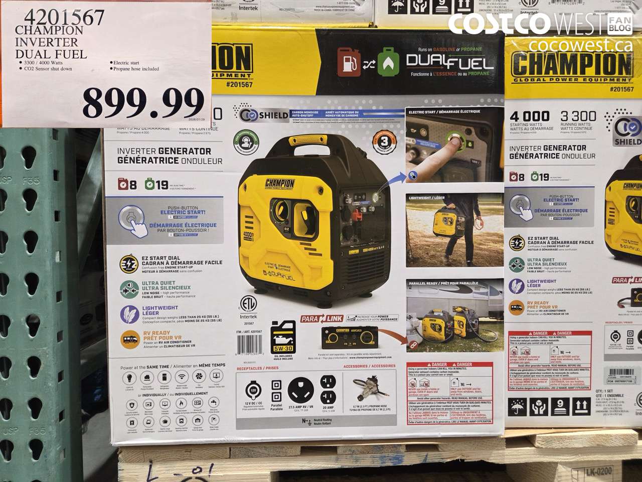 4201567 CHAMPION INVERTER DUAL FUEL $899.99