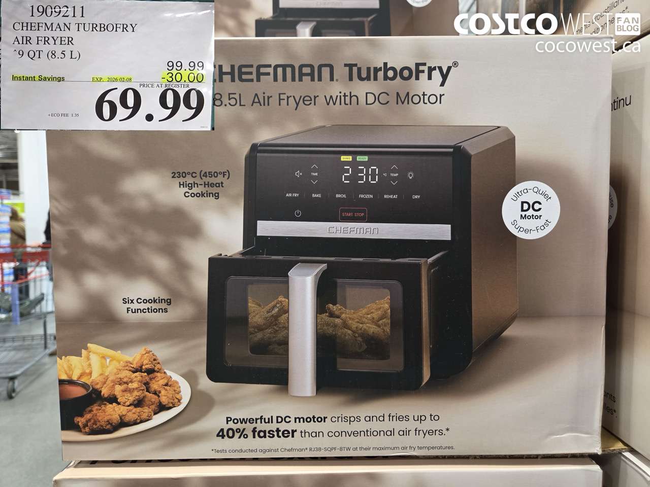 1909211 CHEFMAN TURBOFRY AIR FRYER 9QT (8.5 L) ($30.00 INSTANT SAVINGS EXPIRES ON 2026-02-08) $69.99