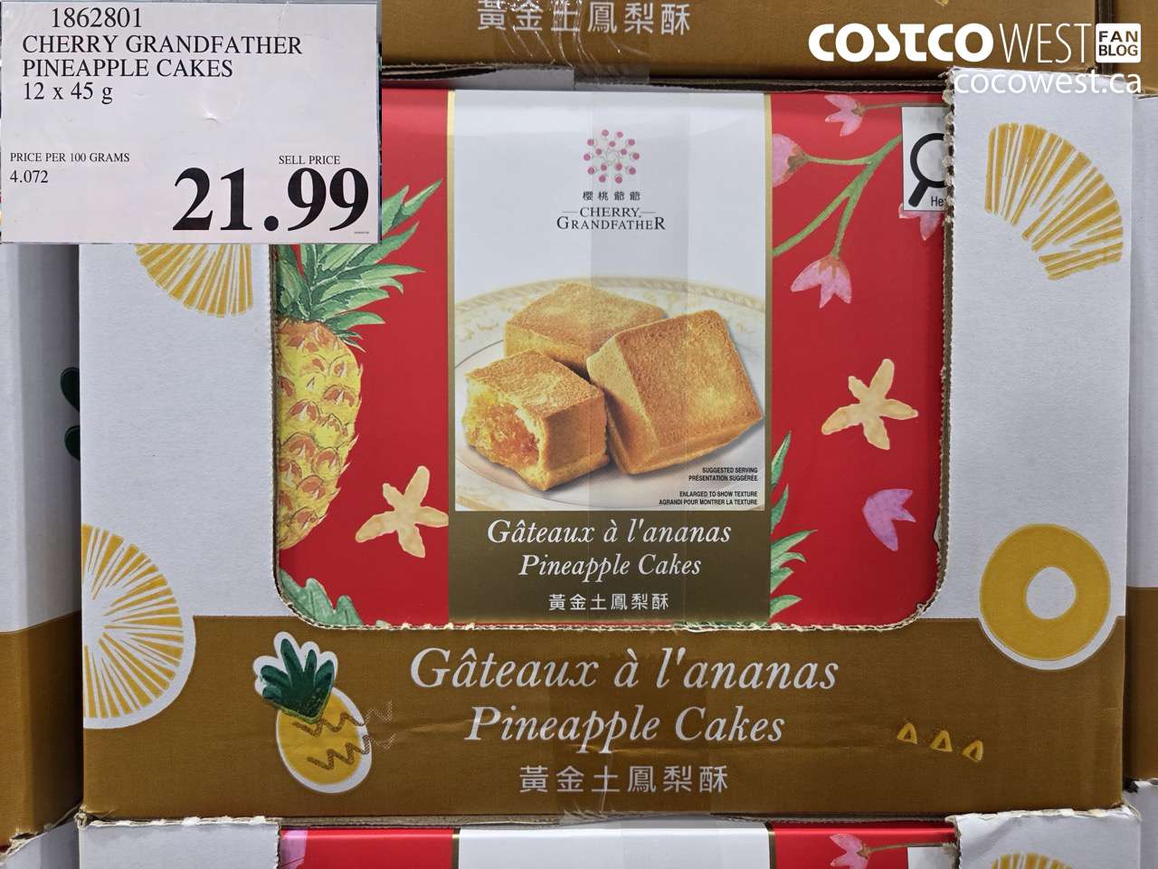 1862801 CHERRY GRANDFATHER PINEAPPLE CAKES 12 X 45G $21.99