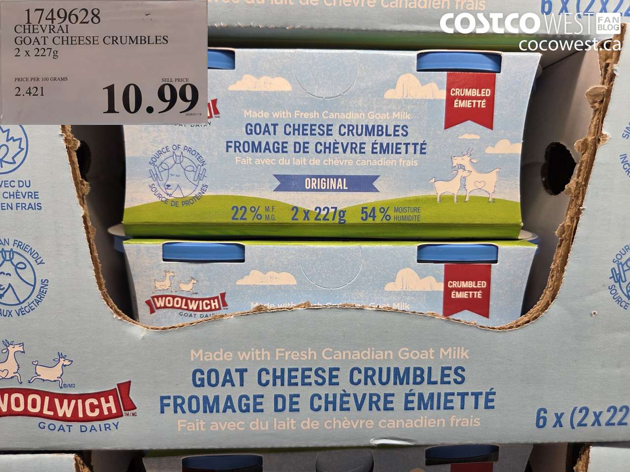1749628 CHEVRAI GOAT CHEESE CRUMBLES 2 X 227 G $10.99