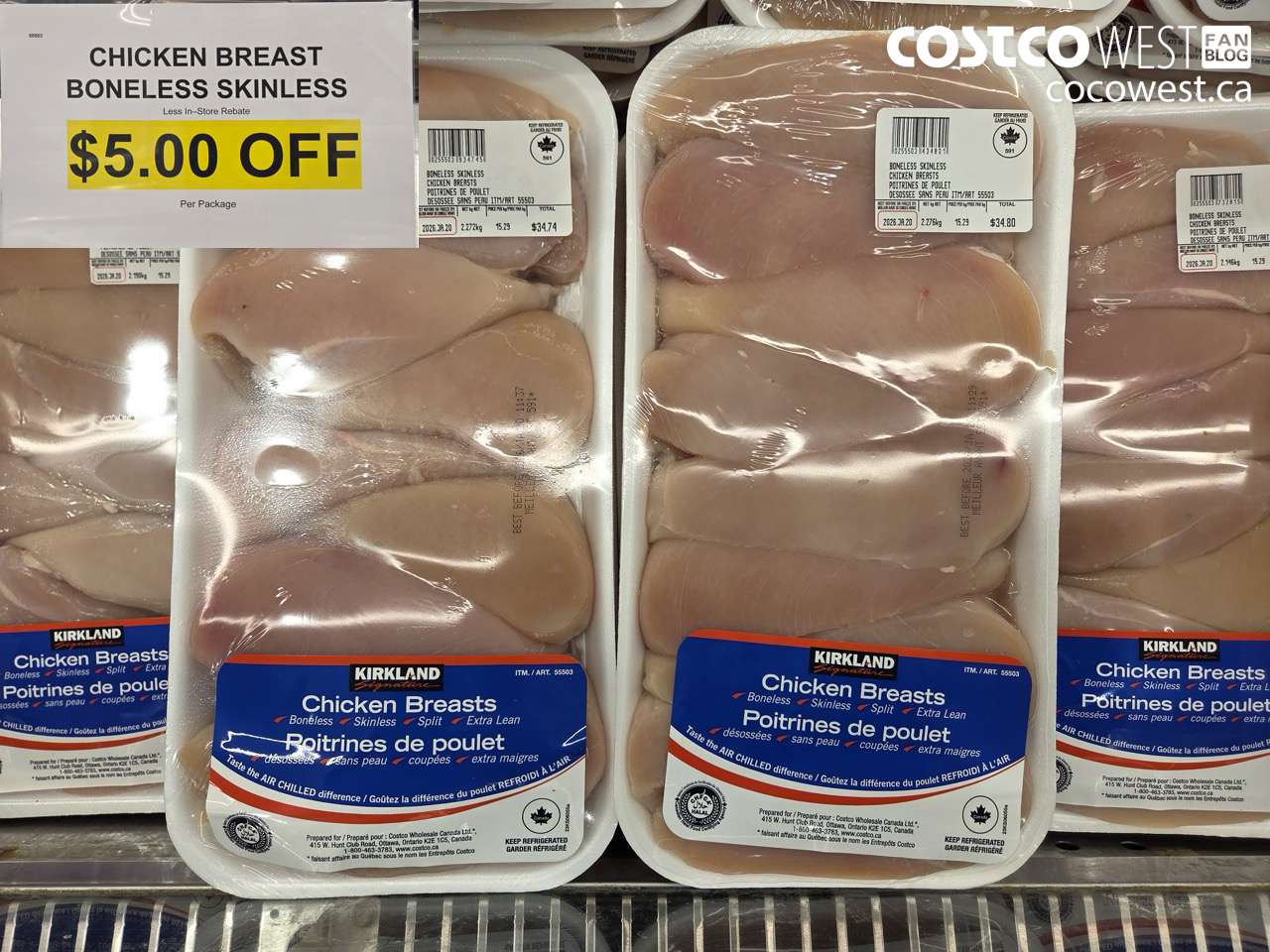 55503 CHICKEN BREAST BONELESS SKINLESS ($5.00 INSTANT SAVINGS)