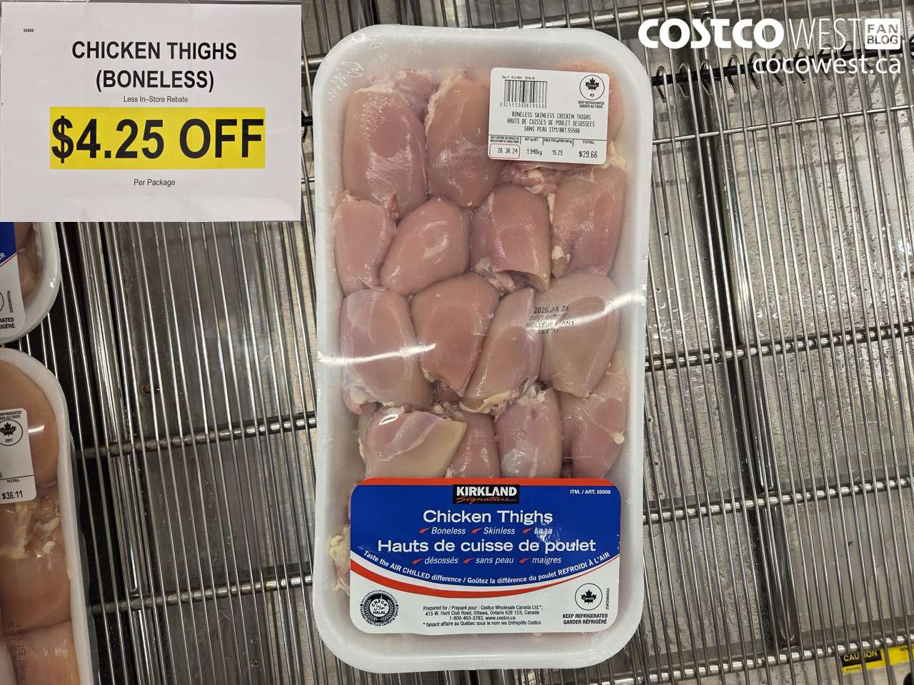 55506 CHICKEN THIGHS BONELESS SKINLESS AIR CHILLED ($4.25 INSTANT SAVINGS)