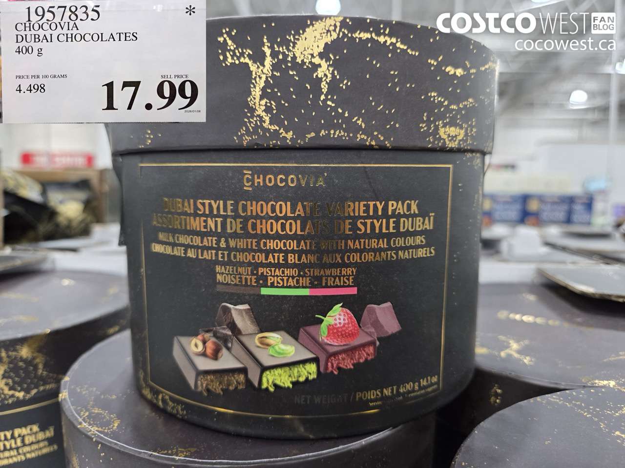 1957835 CHOCOVIA DUBAI CHOCOLATES 400G $17.99