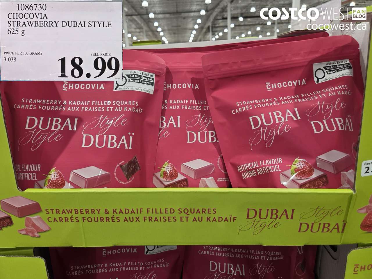 1086730 CHOCOVIA STRAWBERRY DUBAI STYLE 625G $18.99