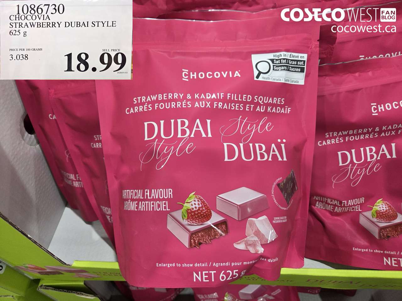 1086730 CHOCOVIA STRAWBERRY DUBAI STYLE 625G $18.99