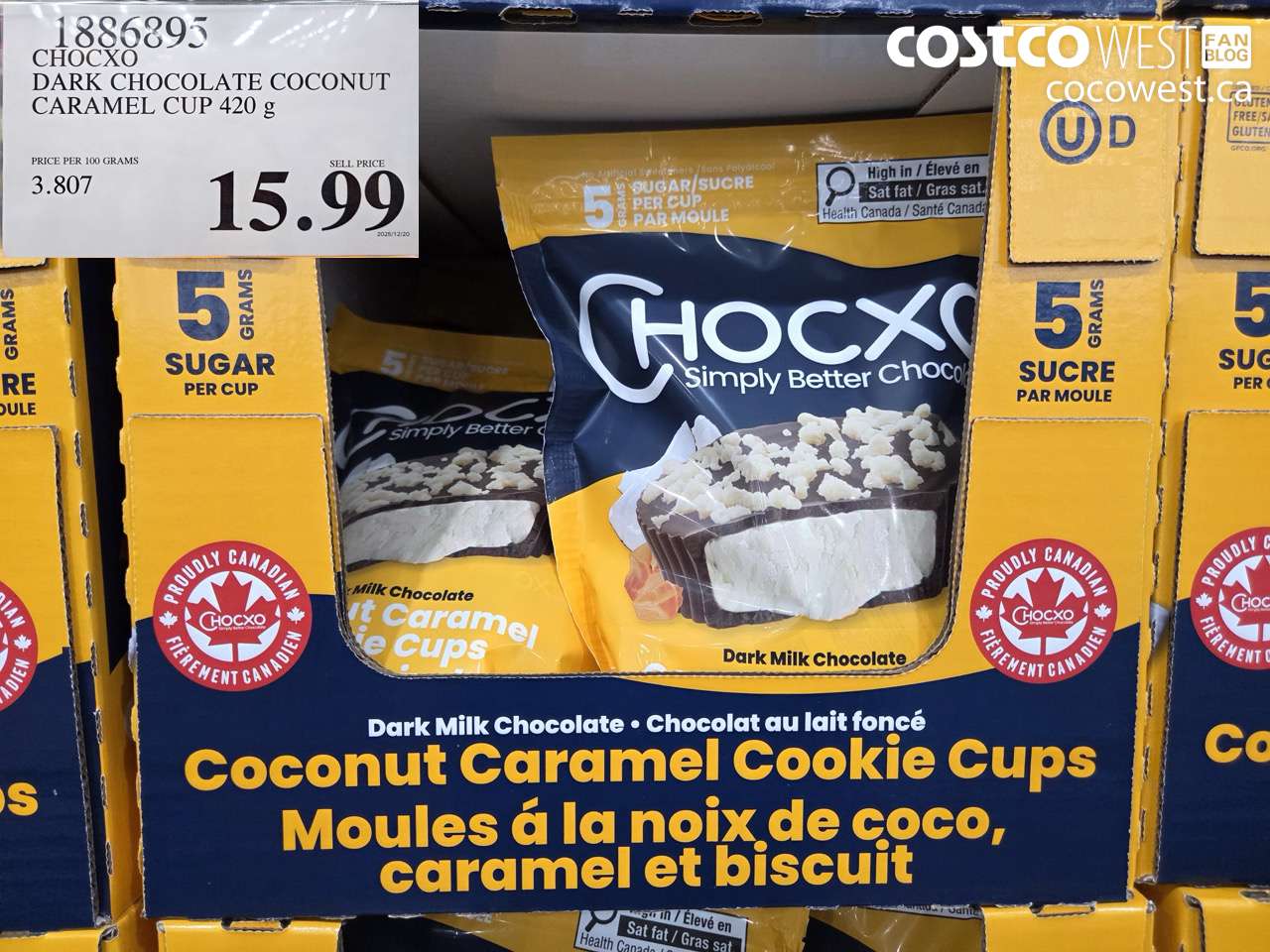 1886895 CHOCXO DARK CHOCOLATE COCONUT CARAMEL CUP 420 g $15.99