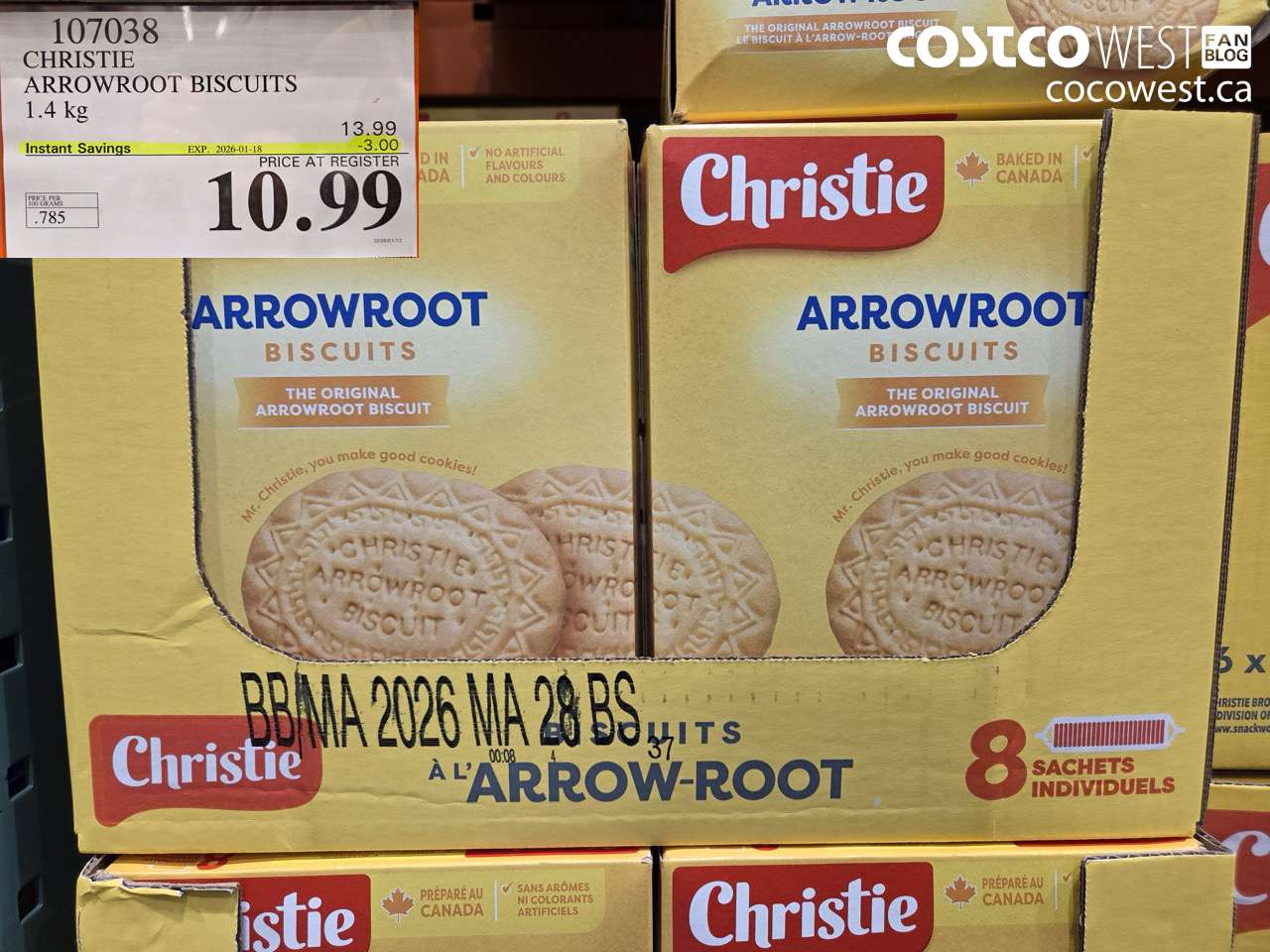 107038 CHRISTIE ARROWROOT BISCUITS 1.4 kg ($3.00 INSTANT SAVINGS EXPIRES ON 2026-01-18) $10.99